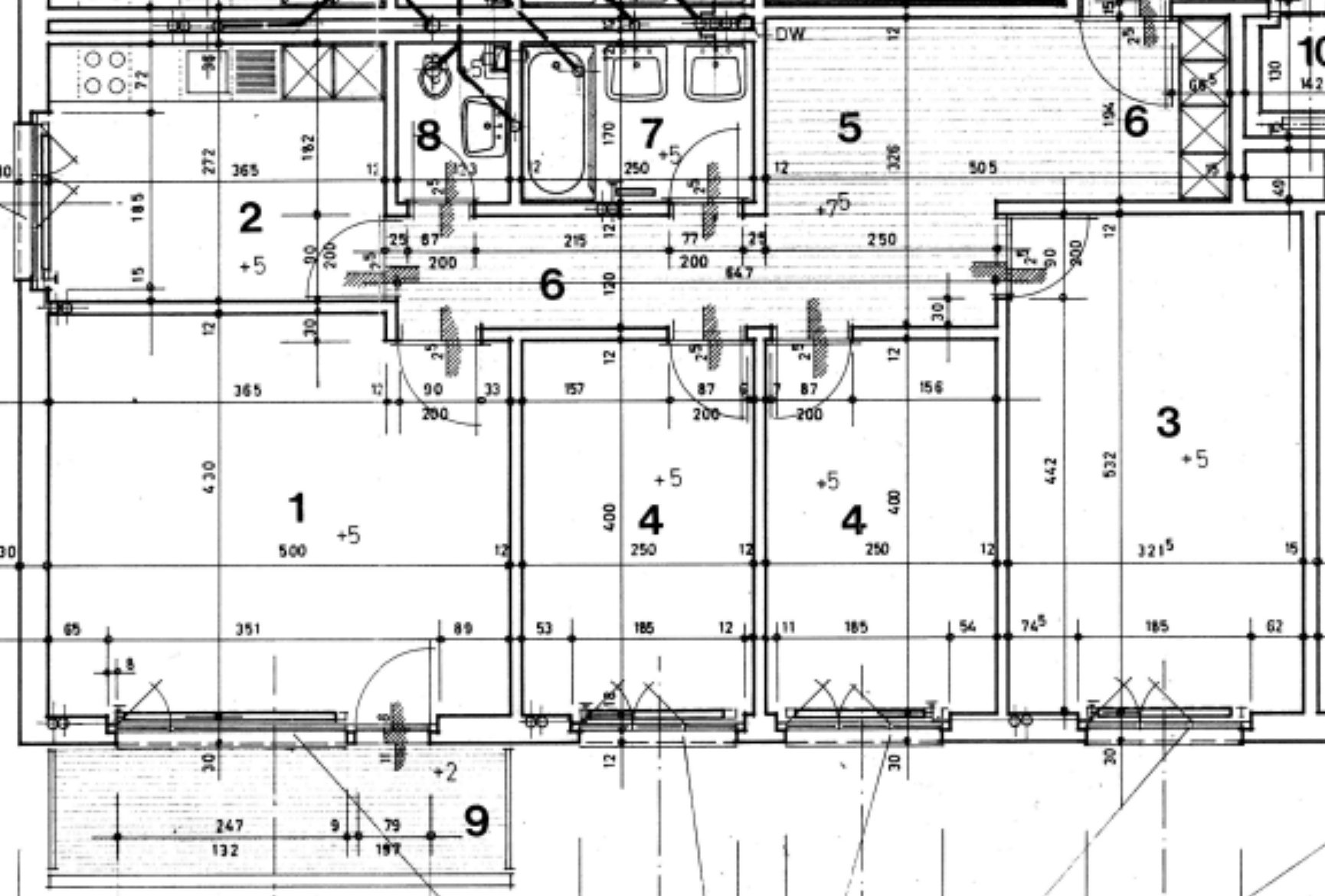 Grundriss mit nummerierten Räumen