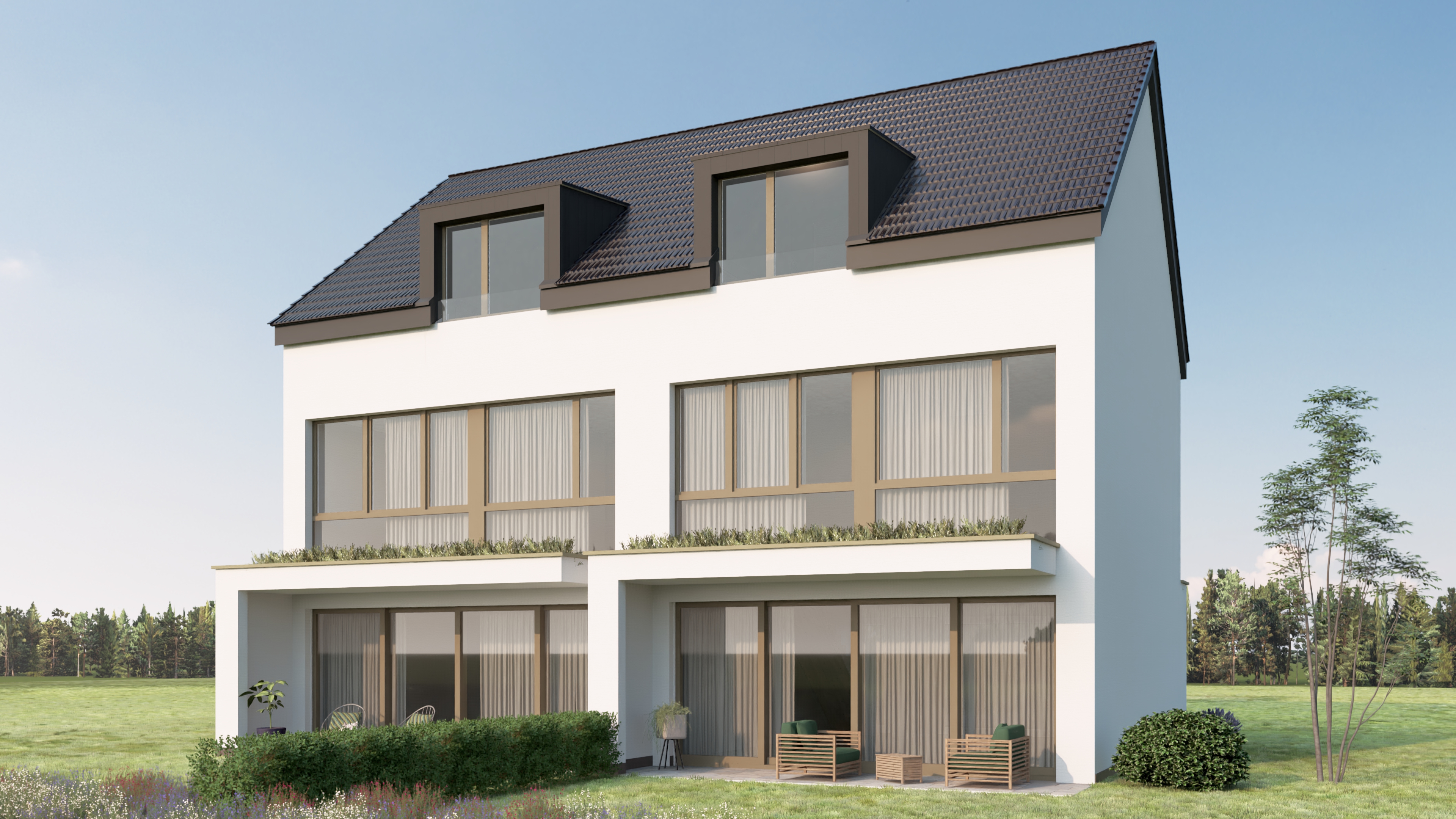 Modernes Einfamilienhaus mit großer Glasfassade