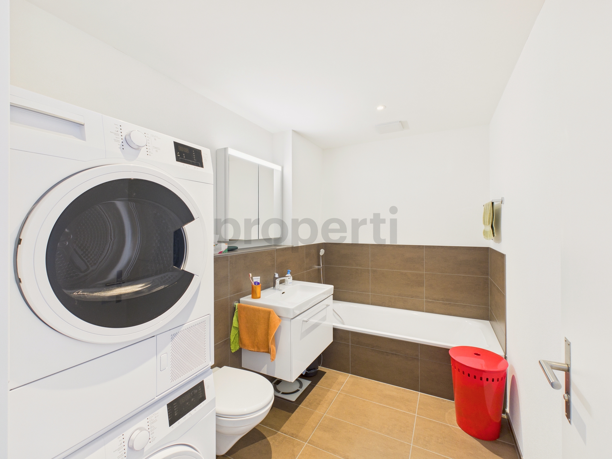 Kleines Badezimmer mit Waschturm