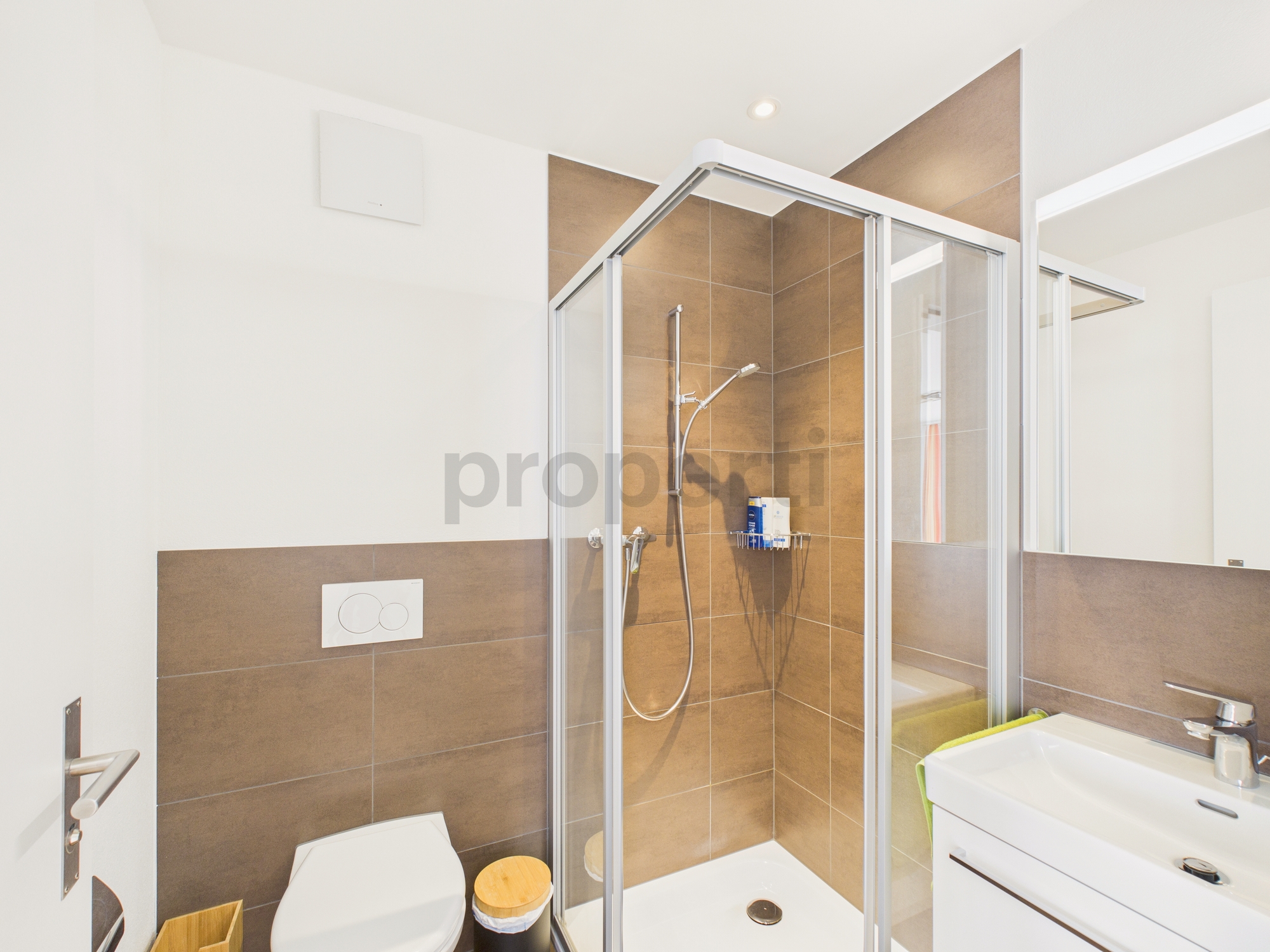 Modernes Badezimmer mit Dusche und WC