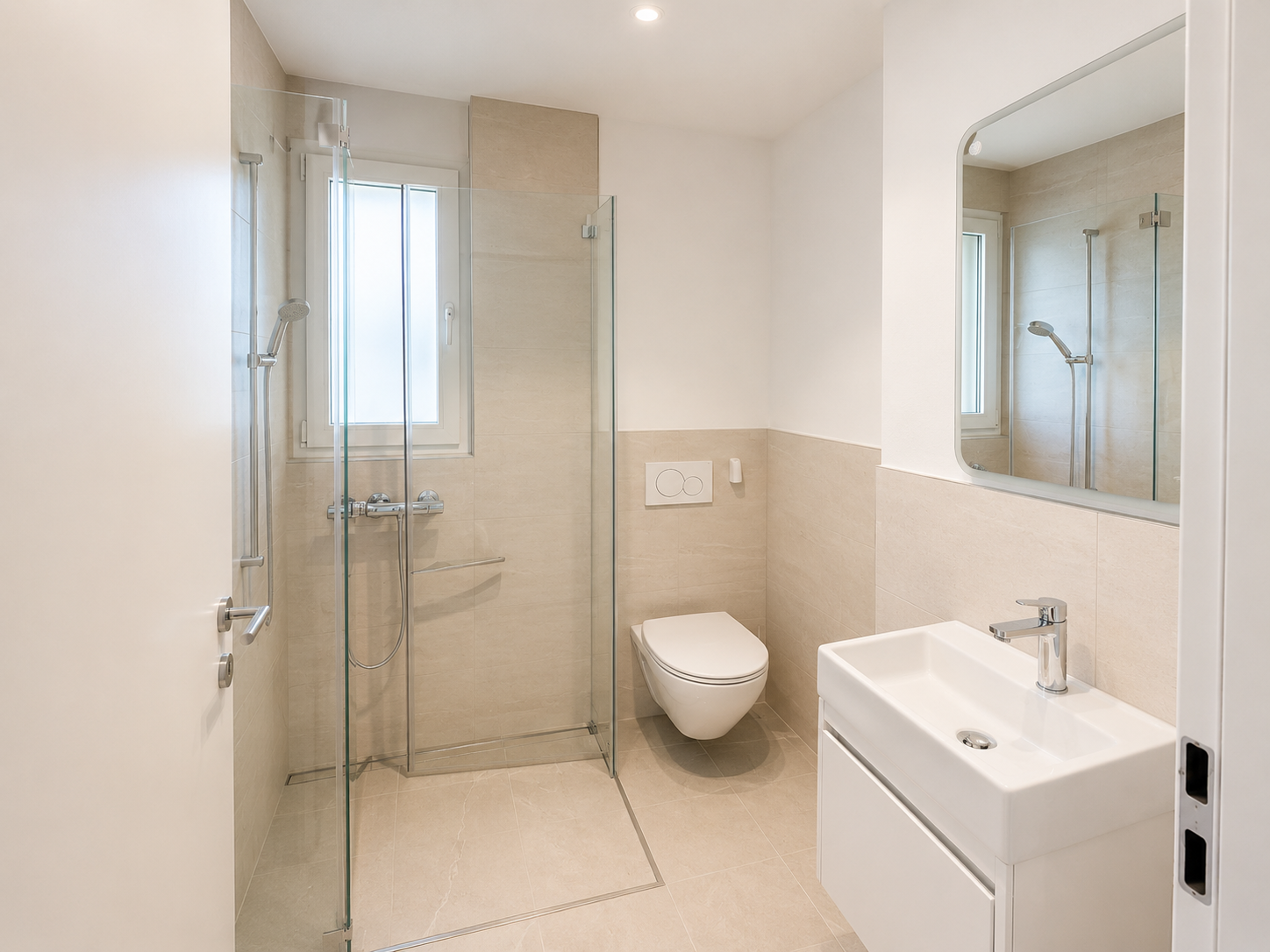 Modernes kleines Badezimmer mit Dusche und WC