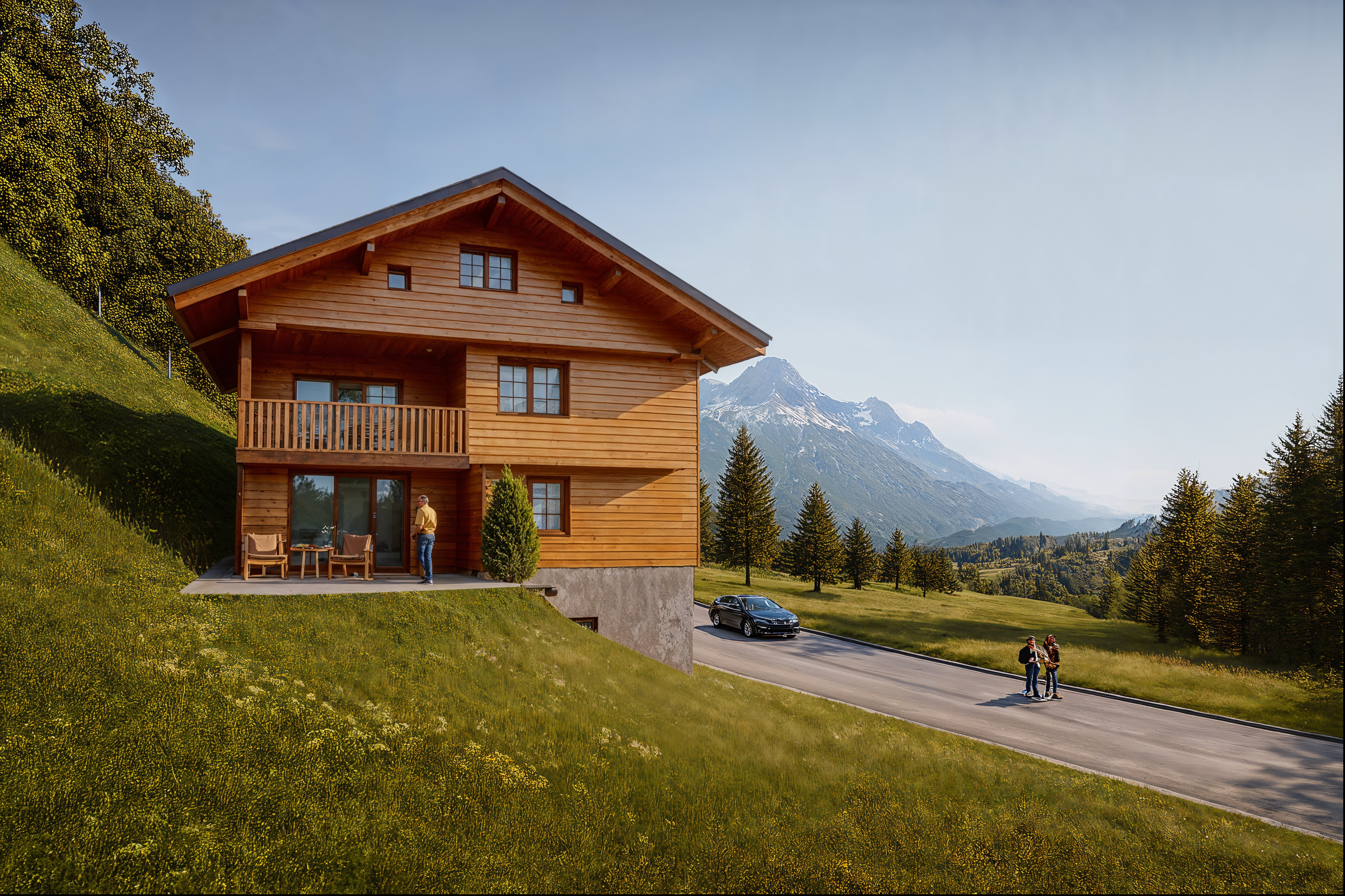 Berghaus mit Alpenblick