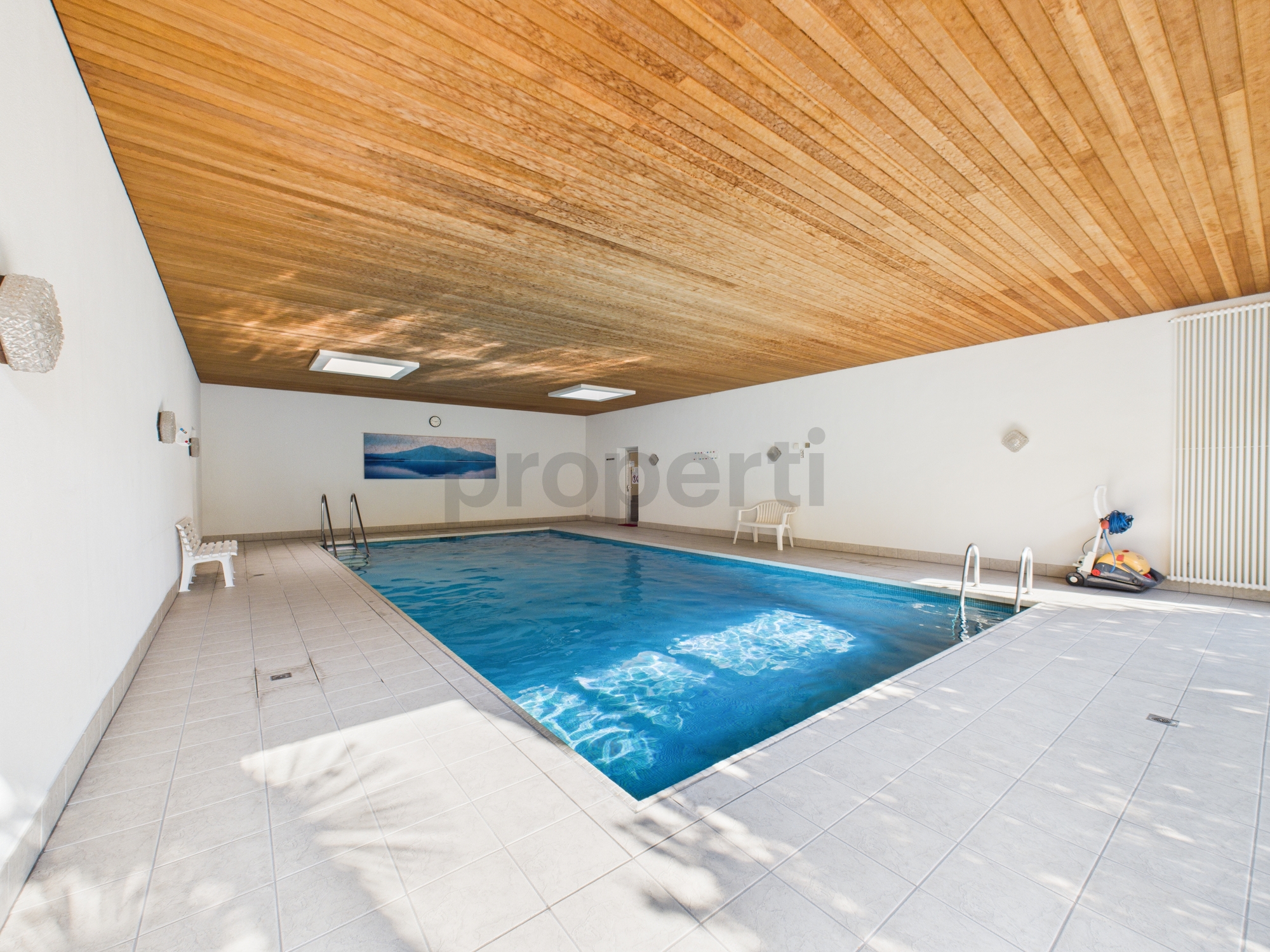 Innenpool mit Holzdecke