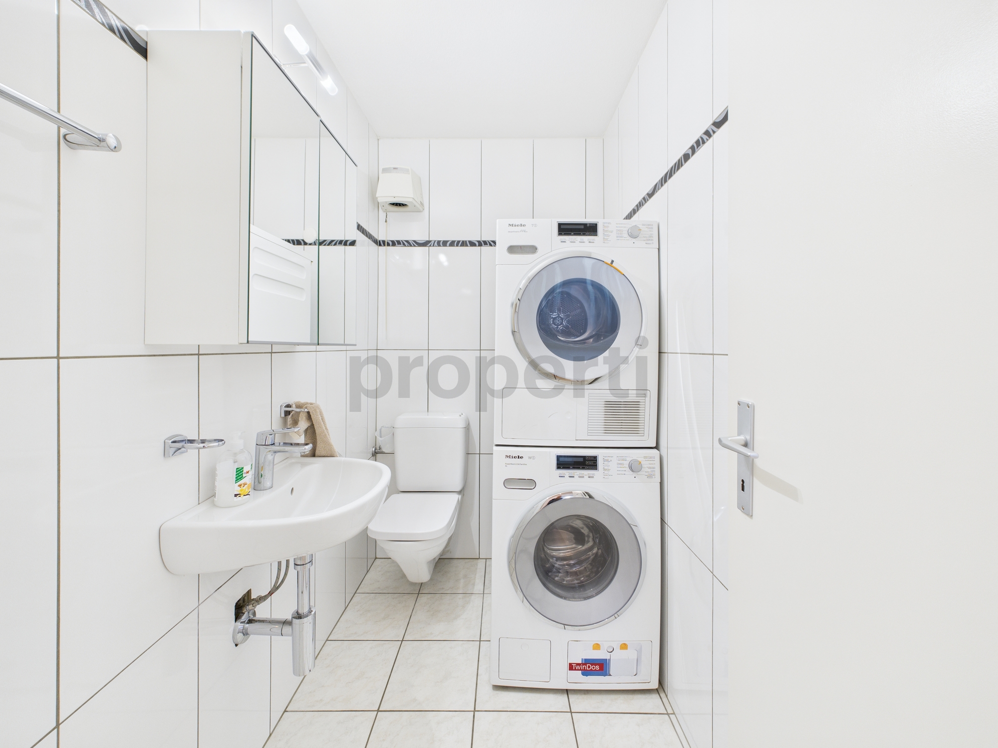 Kleines Gäste-WC mit Waschtisch und Waschturm