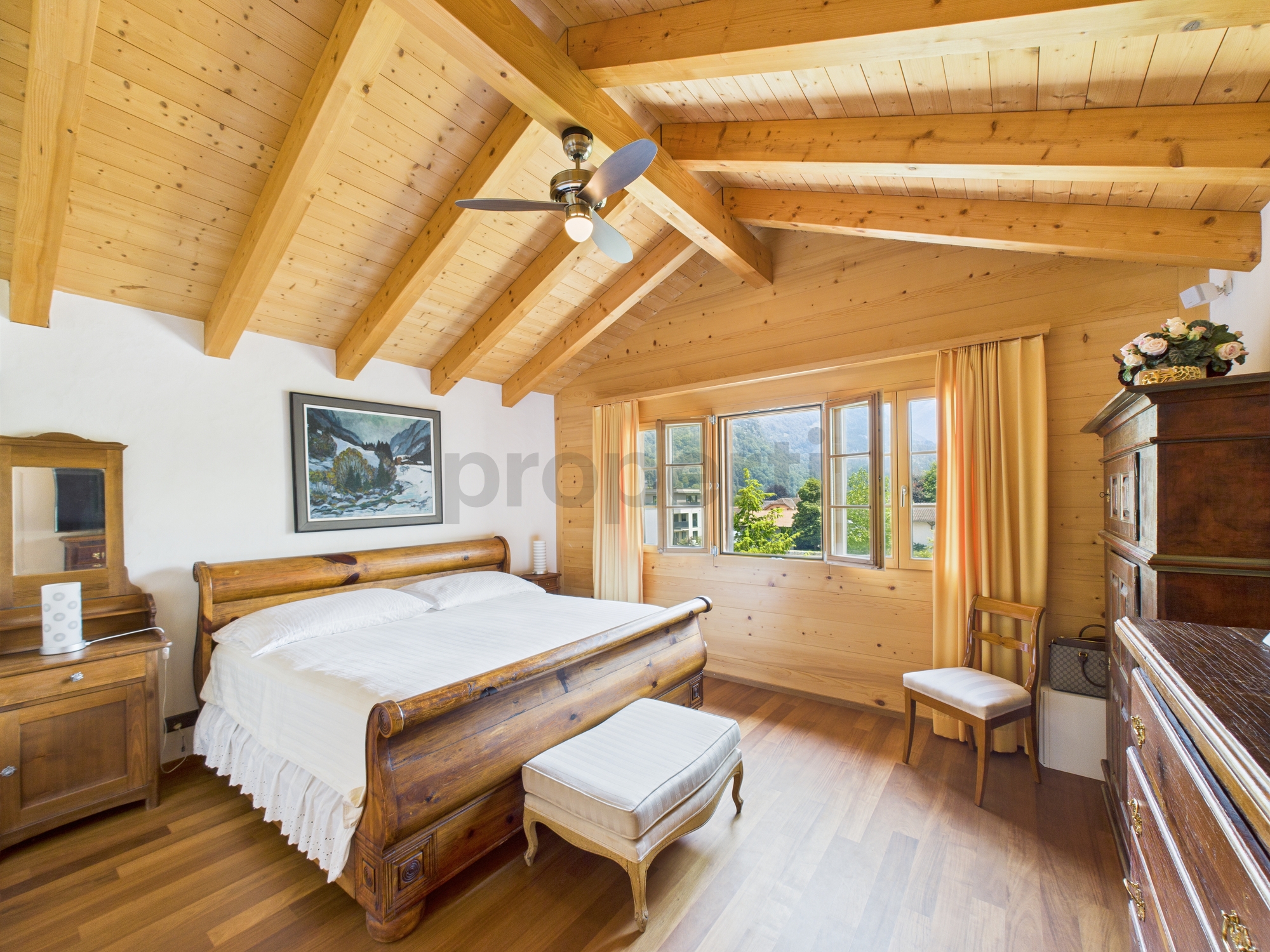 Gemütliches Schlafzimmer im Chalet-Stil