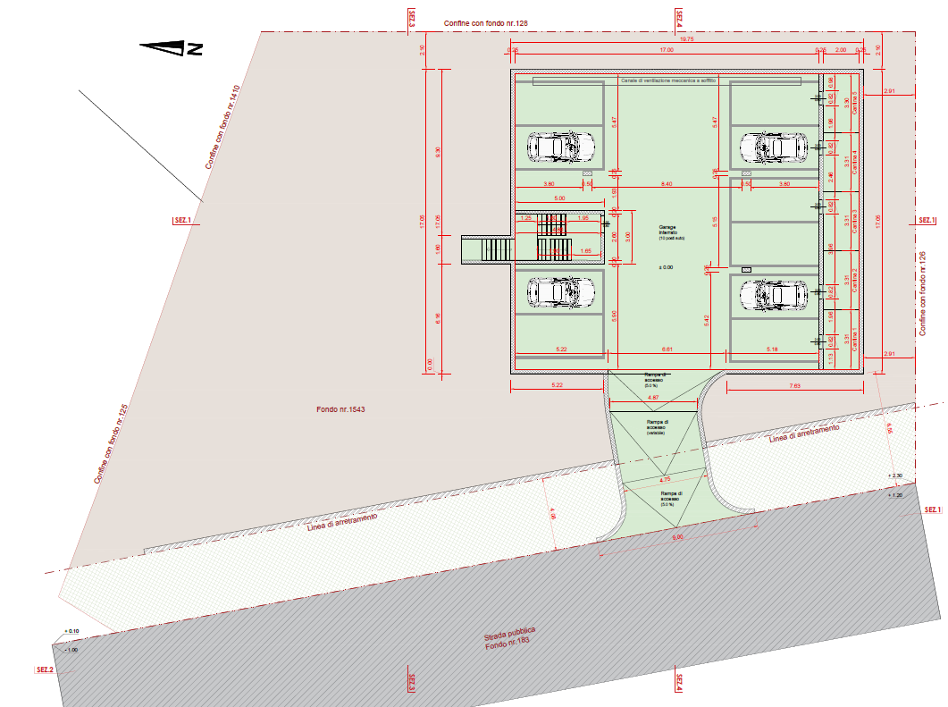 Grundriss eines Garagenuntergeschosses