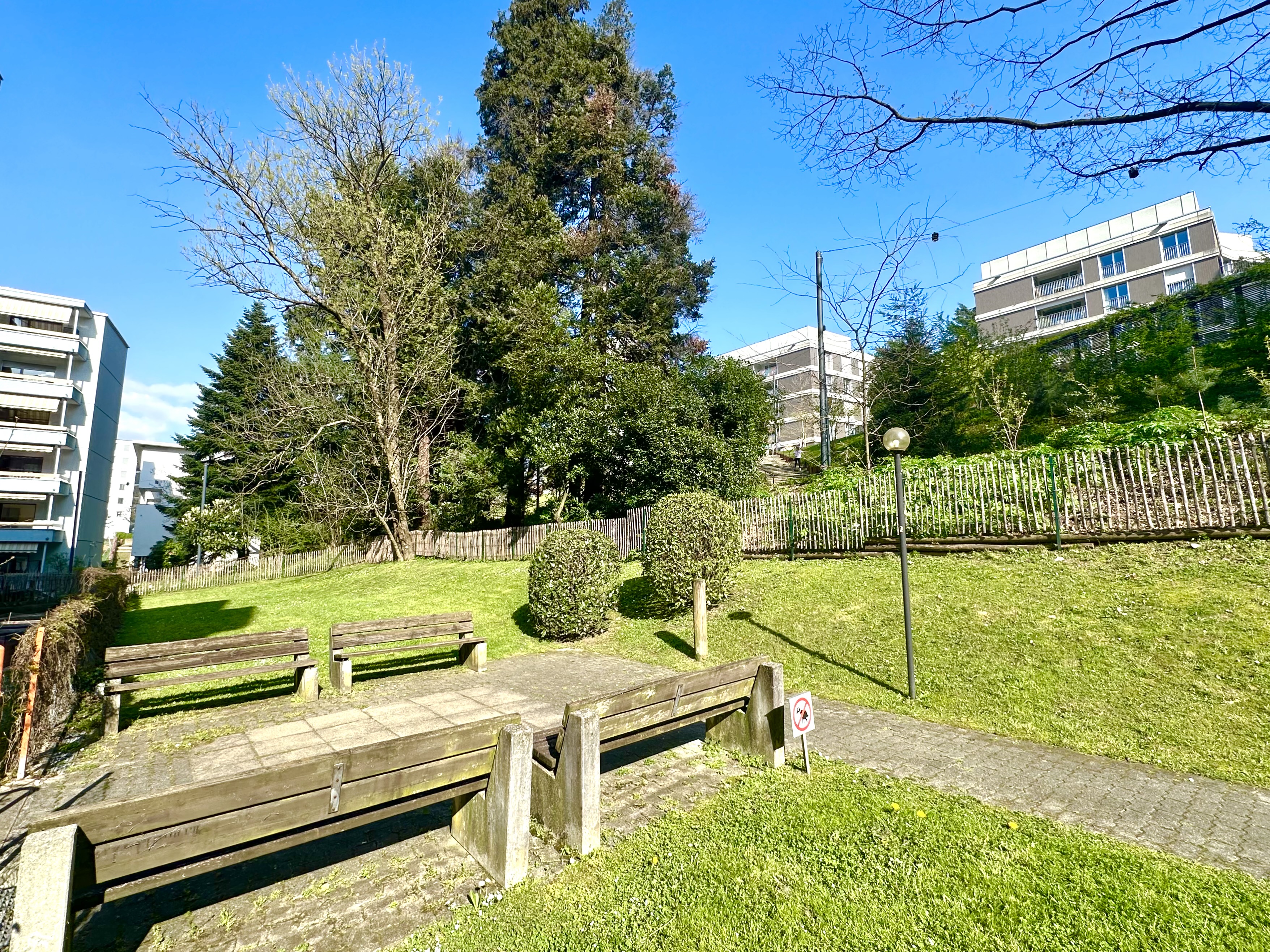 Grüne Wohnanlage mit Park