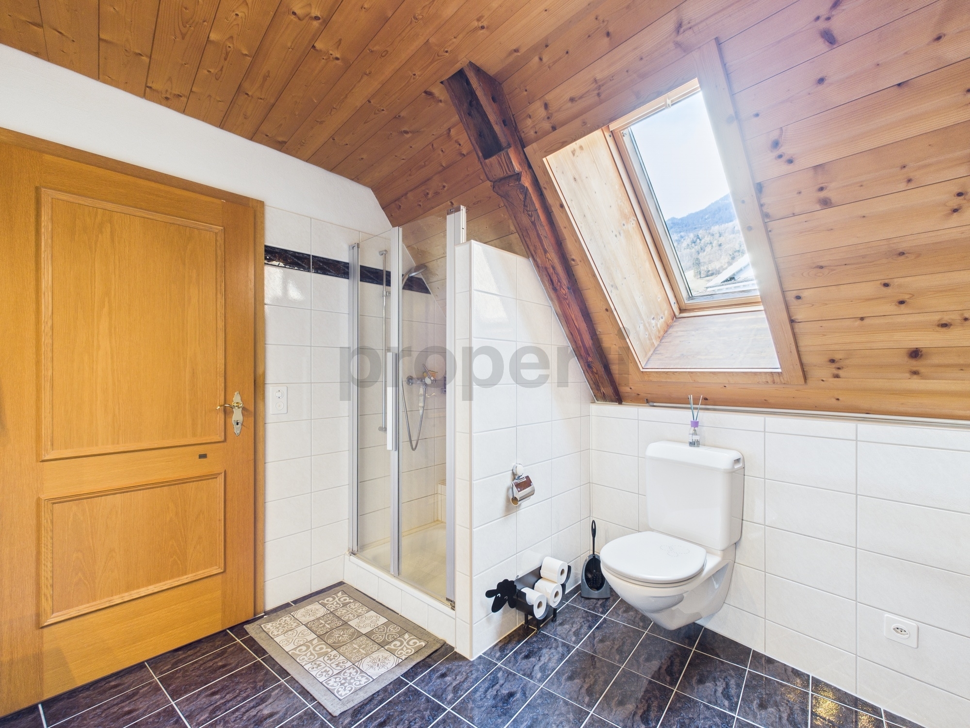 Kleines Dachgeschoss-Bad mit WC und Dusche