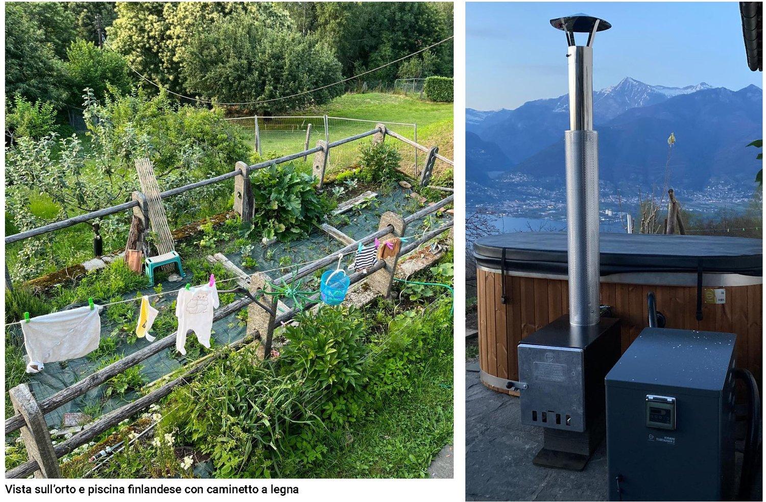 Garten mit finnischer Außensauna/Whirlpool und Holzofen
