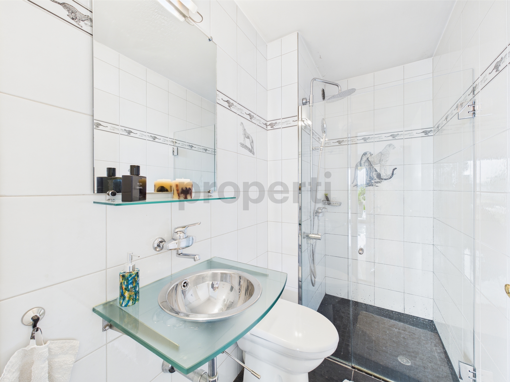 Kleines modernes Badezimmer mit Glasdusche