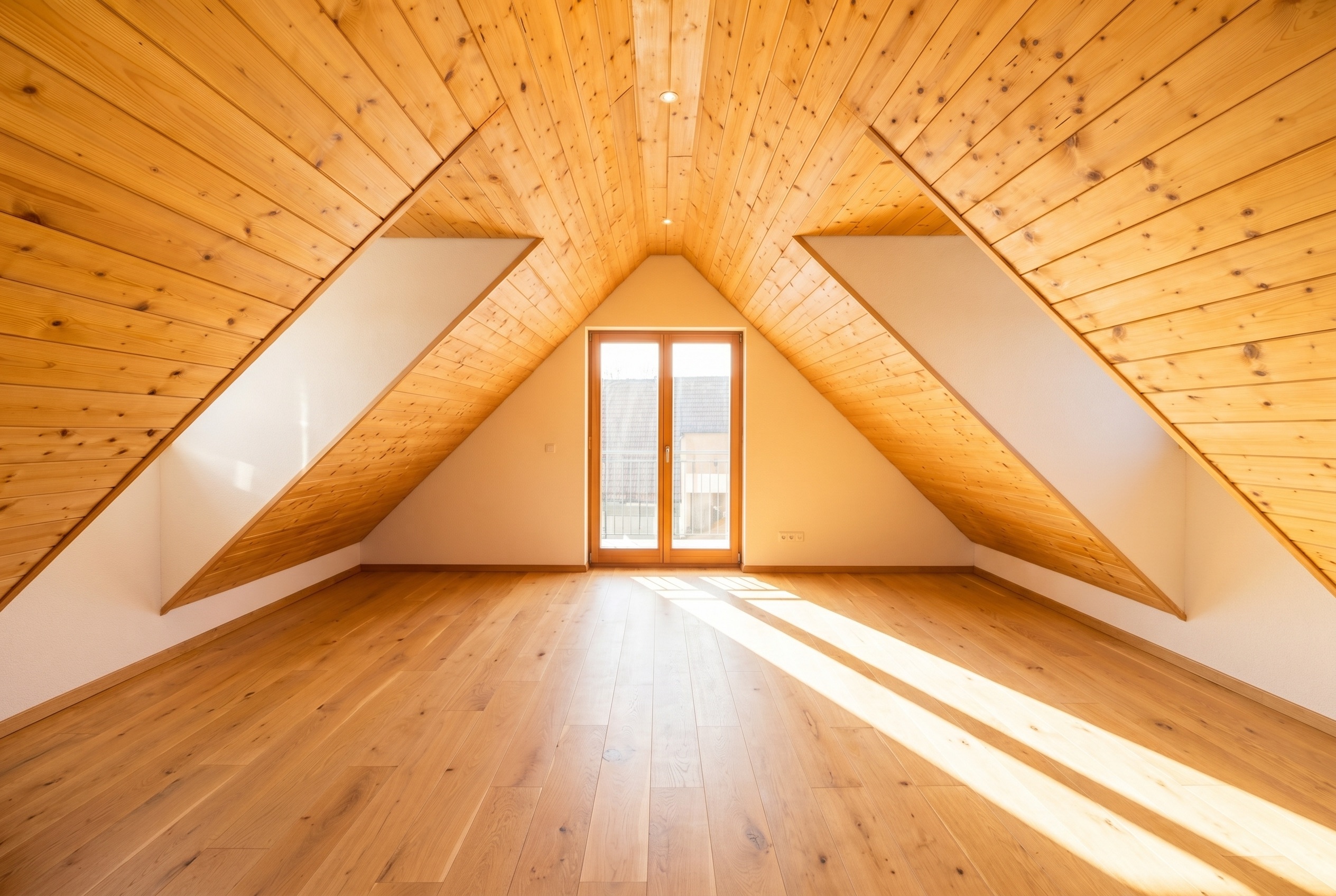 Heller Dachraum mit Holzverkleidung