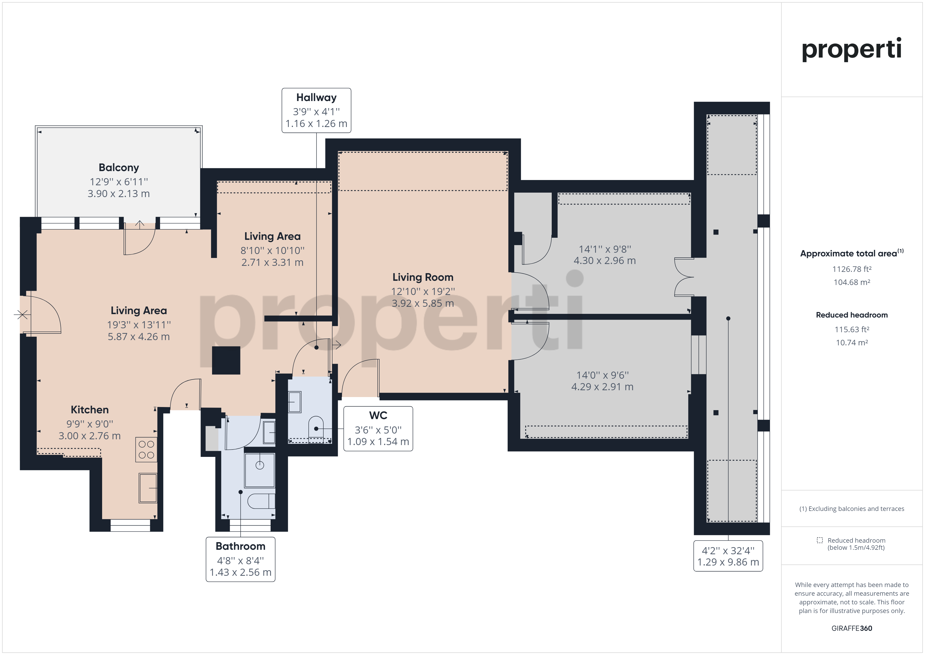 Grundriss einer Wohnung mit Balkon