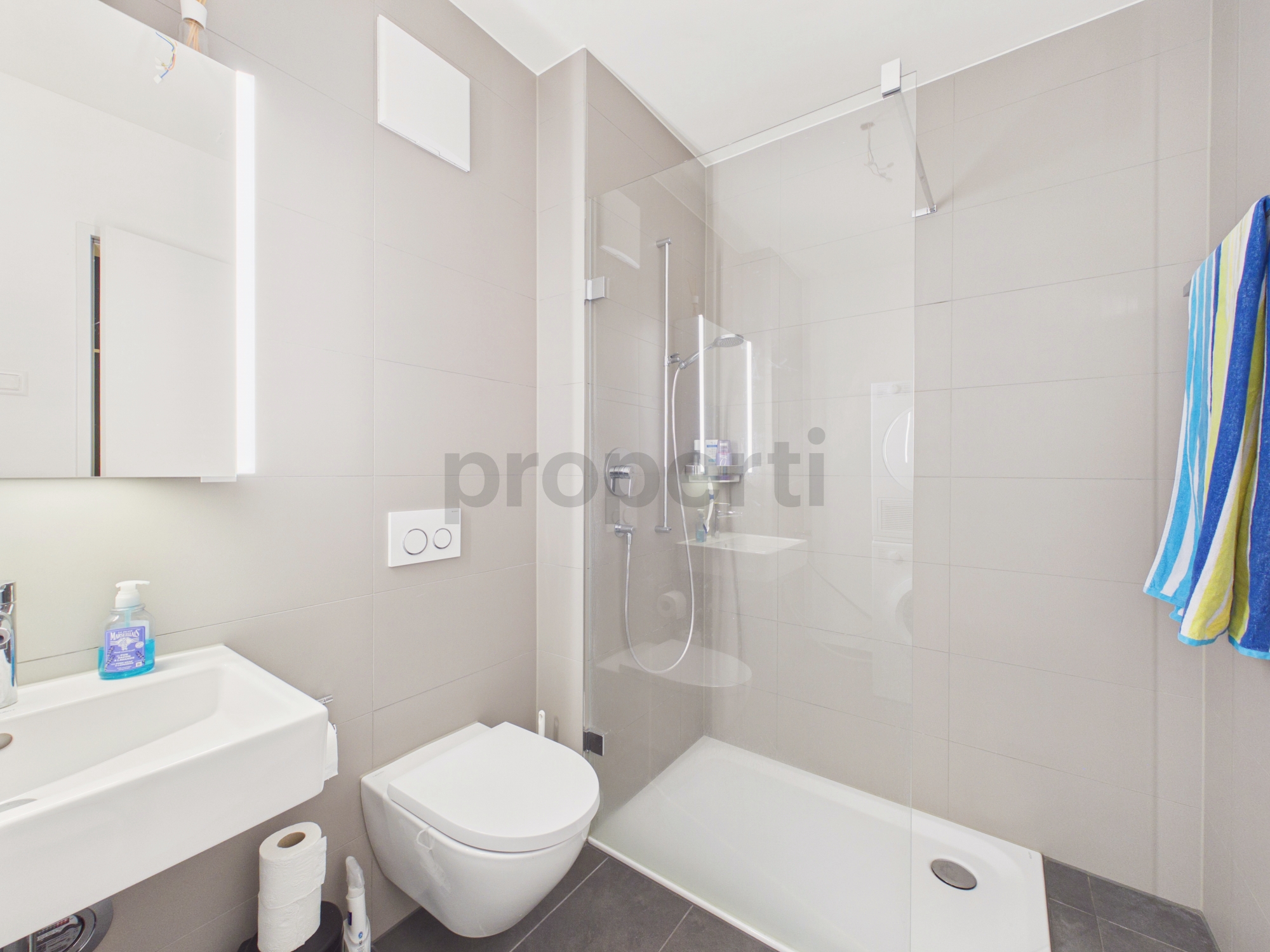 Modernes Badezimmer mit Dusche und WC
