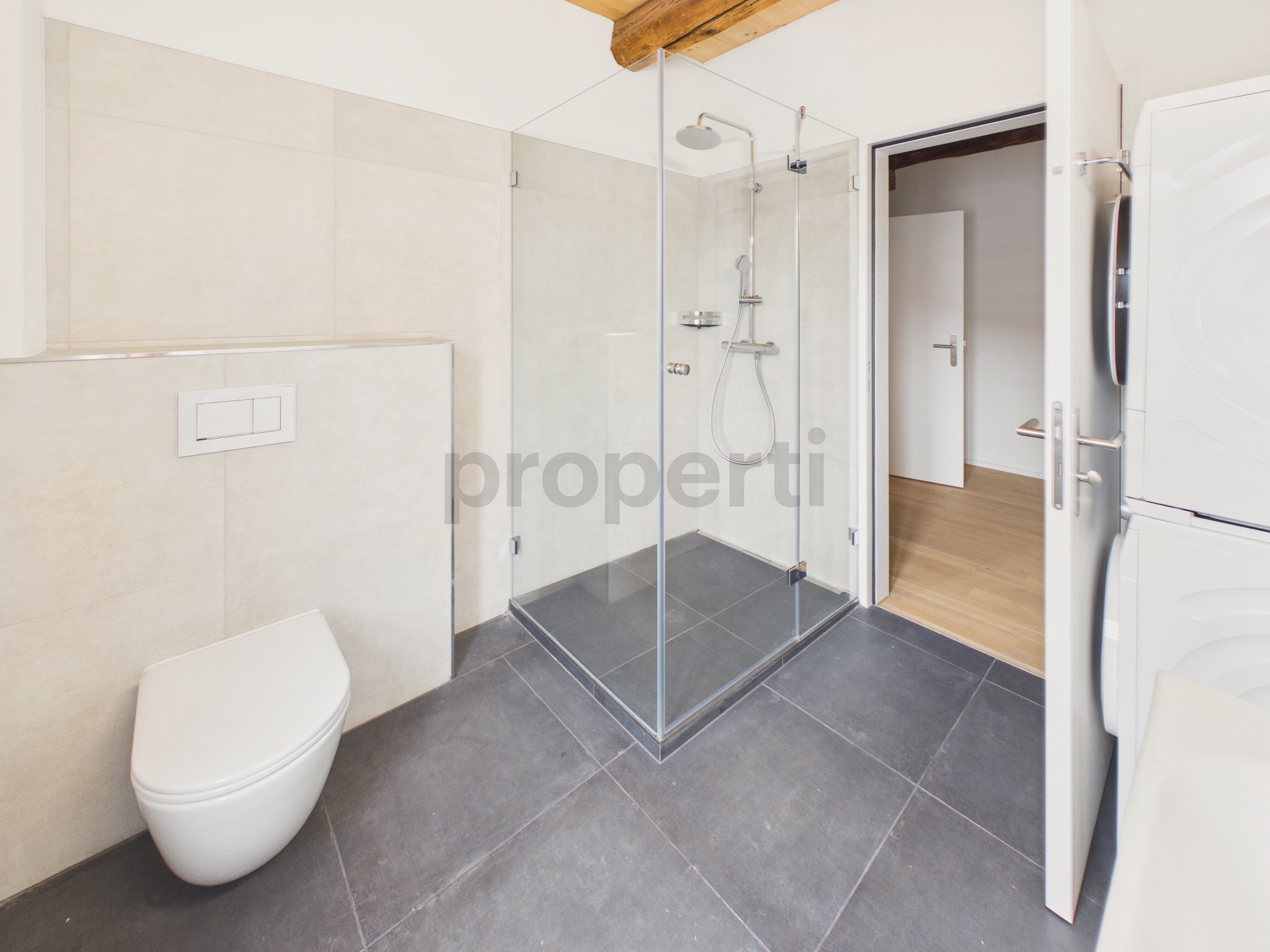Modernes Badezimmer mit Dusche und WC