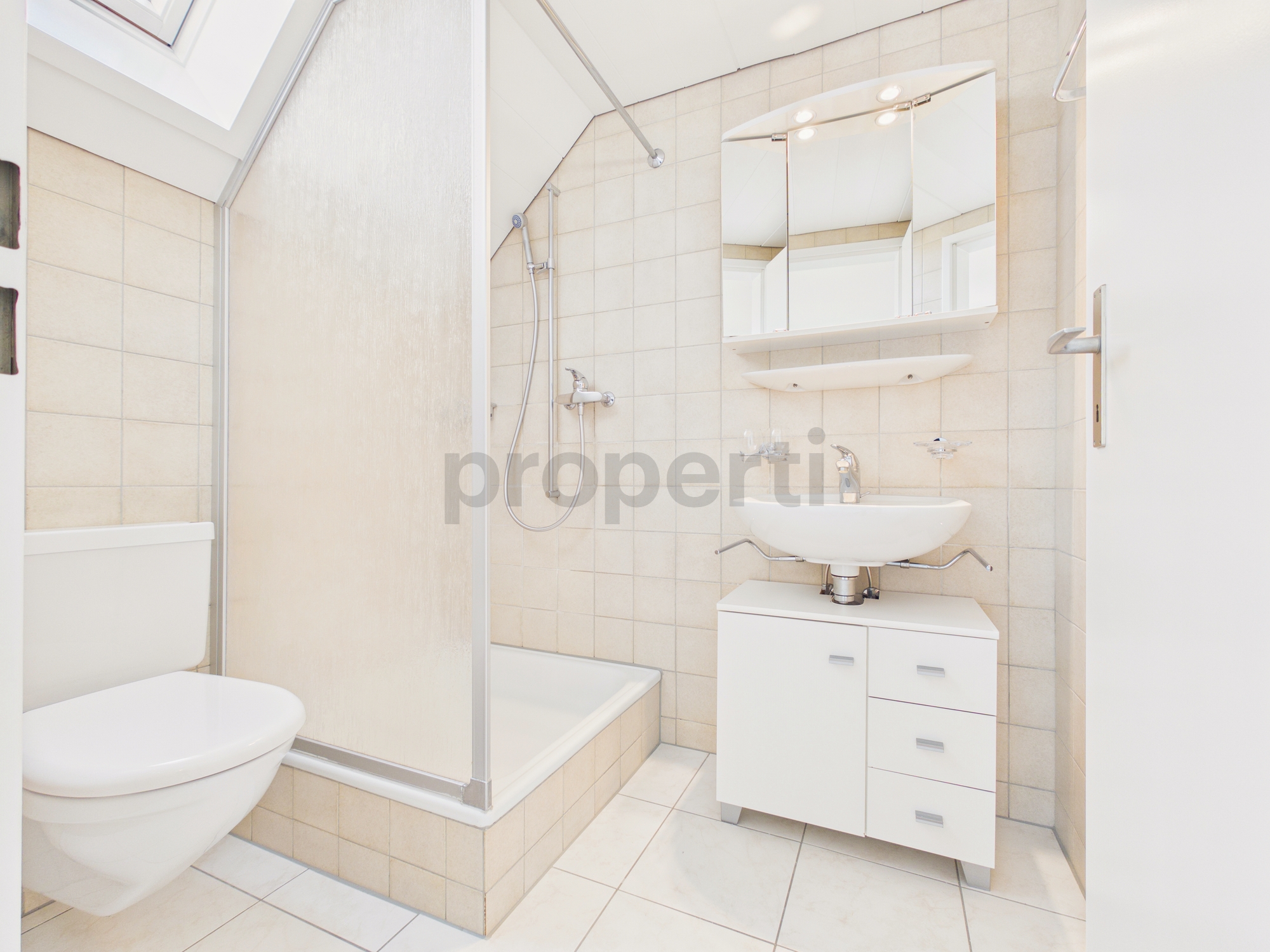 Kleines Badezimmer mit Dusche und WC