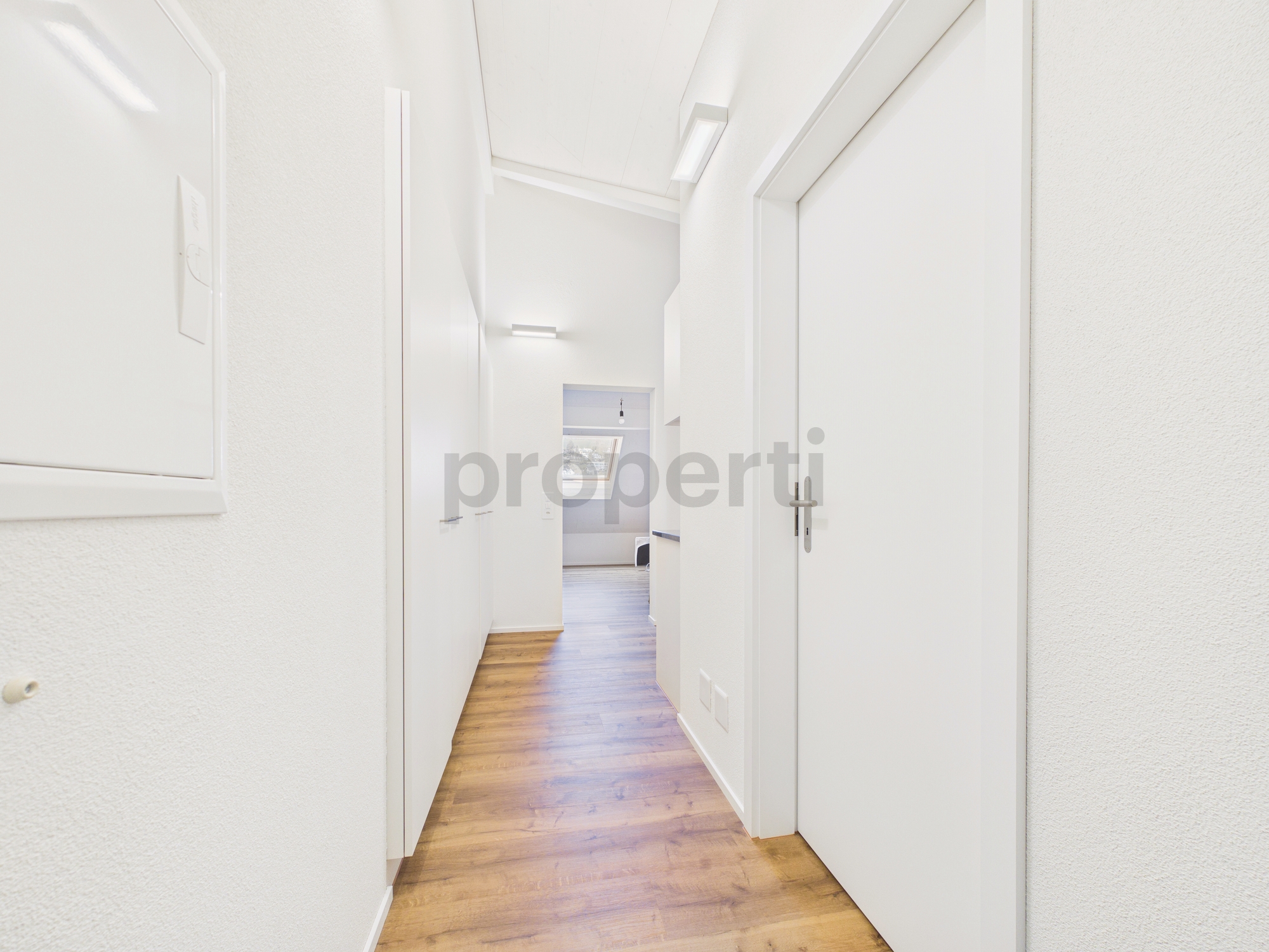 Heller Flur mit Holzoptikboden