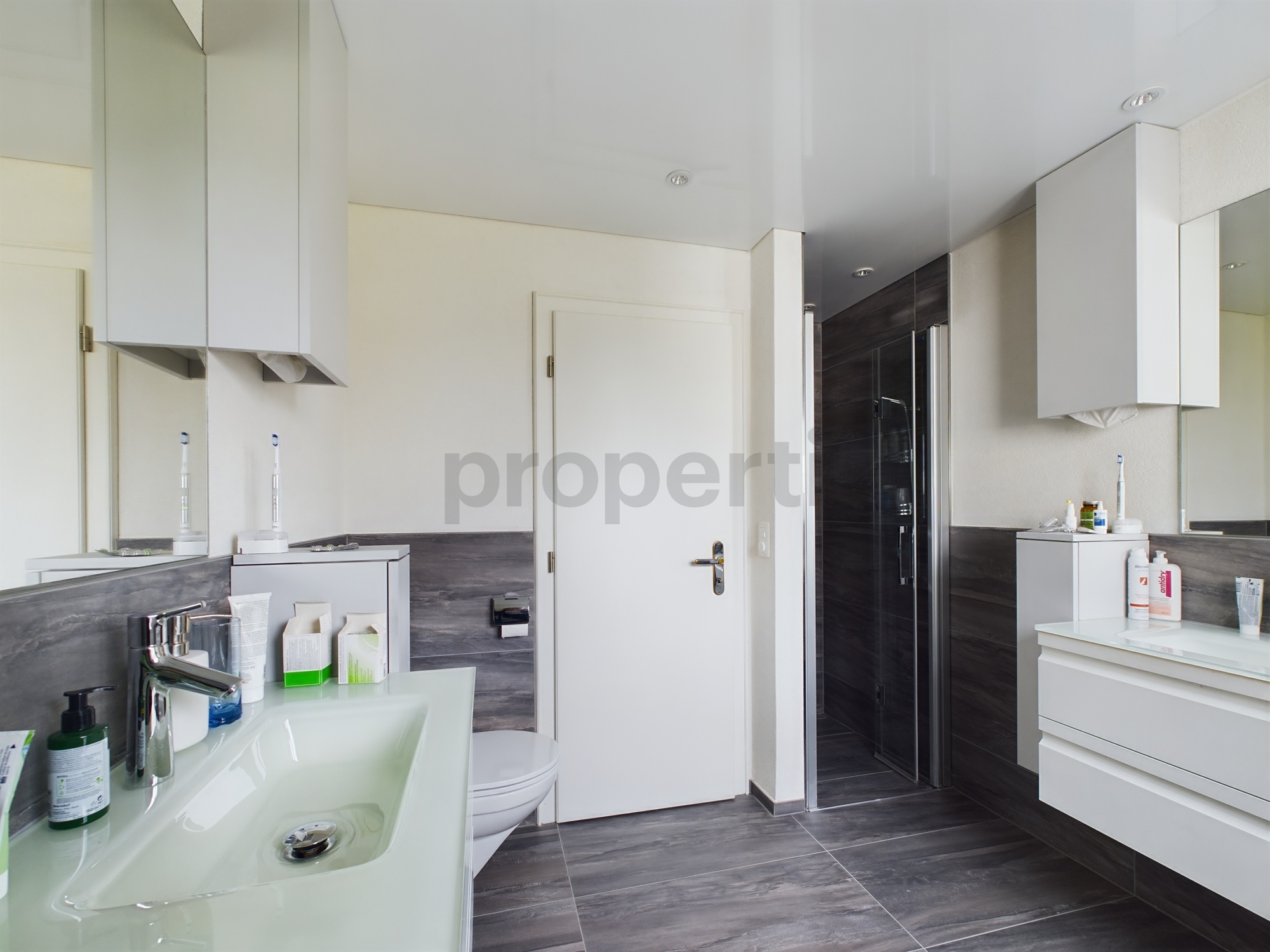 Modernes Badezimmer mit Waschtisch und Dusche