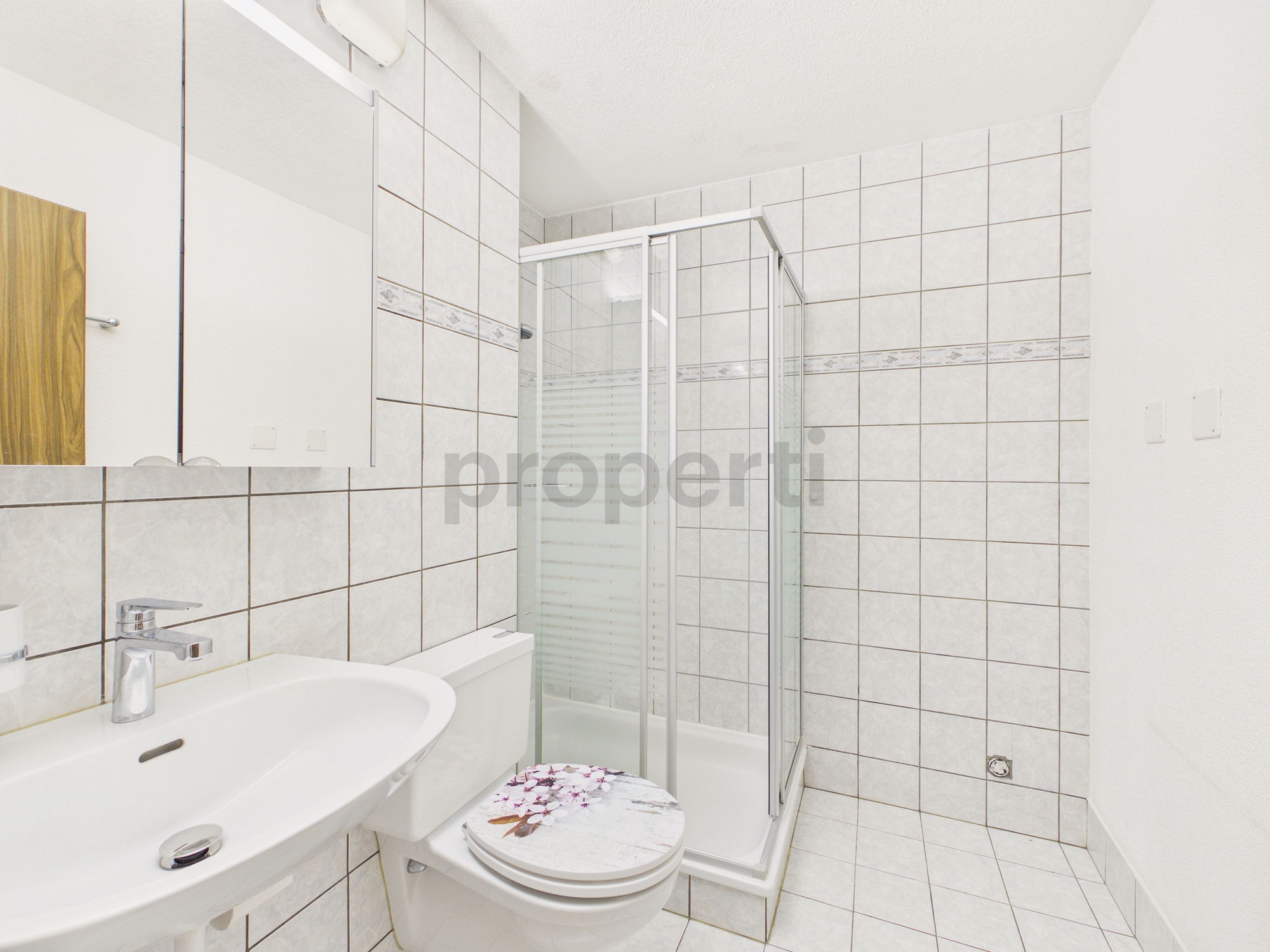 Kleines Badezimmer mit Dusche und WC