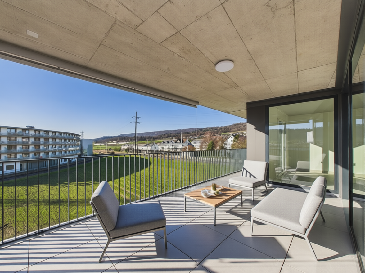 Moderne Balkonterrasse mit Weitblick