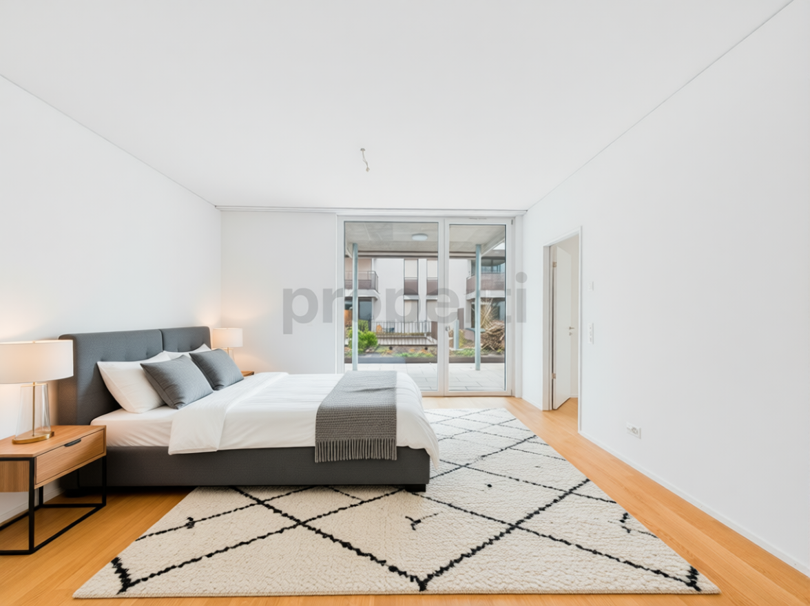 Helles Schlafzimmer mit Terrasse/Balkonzugang