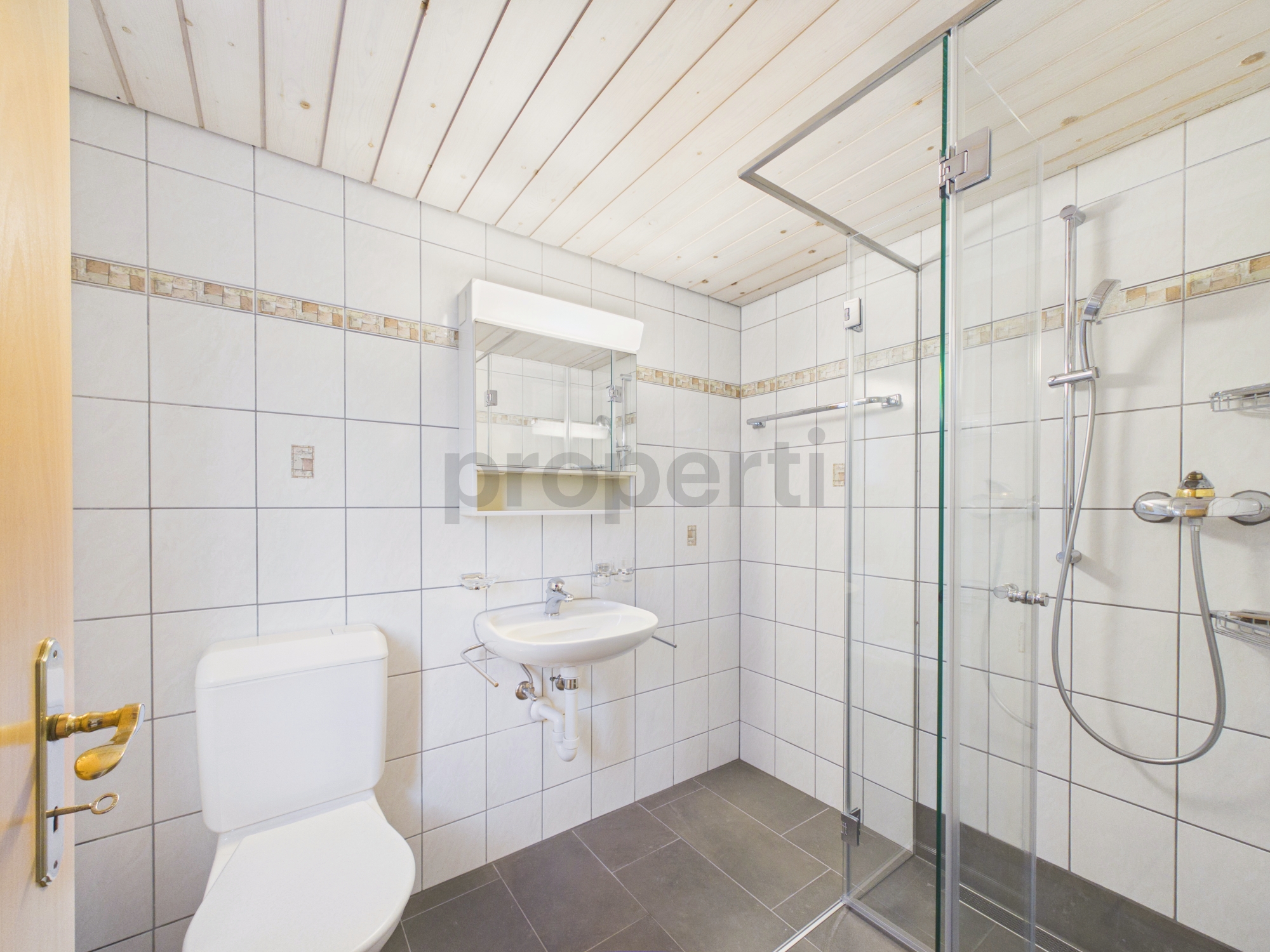 Badezimmer mit Dusche und WC