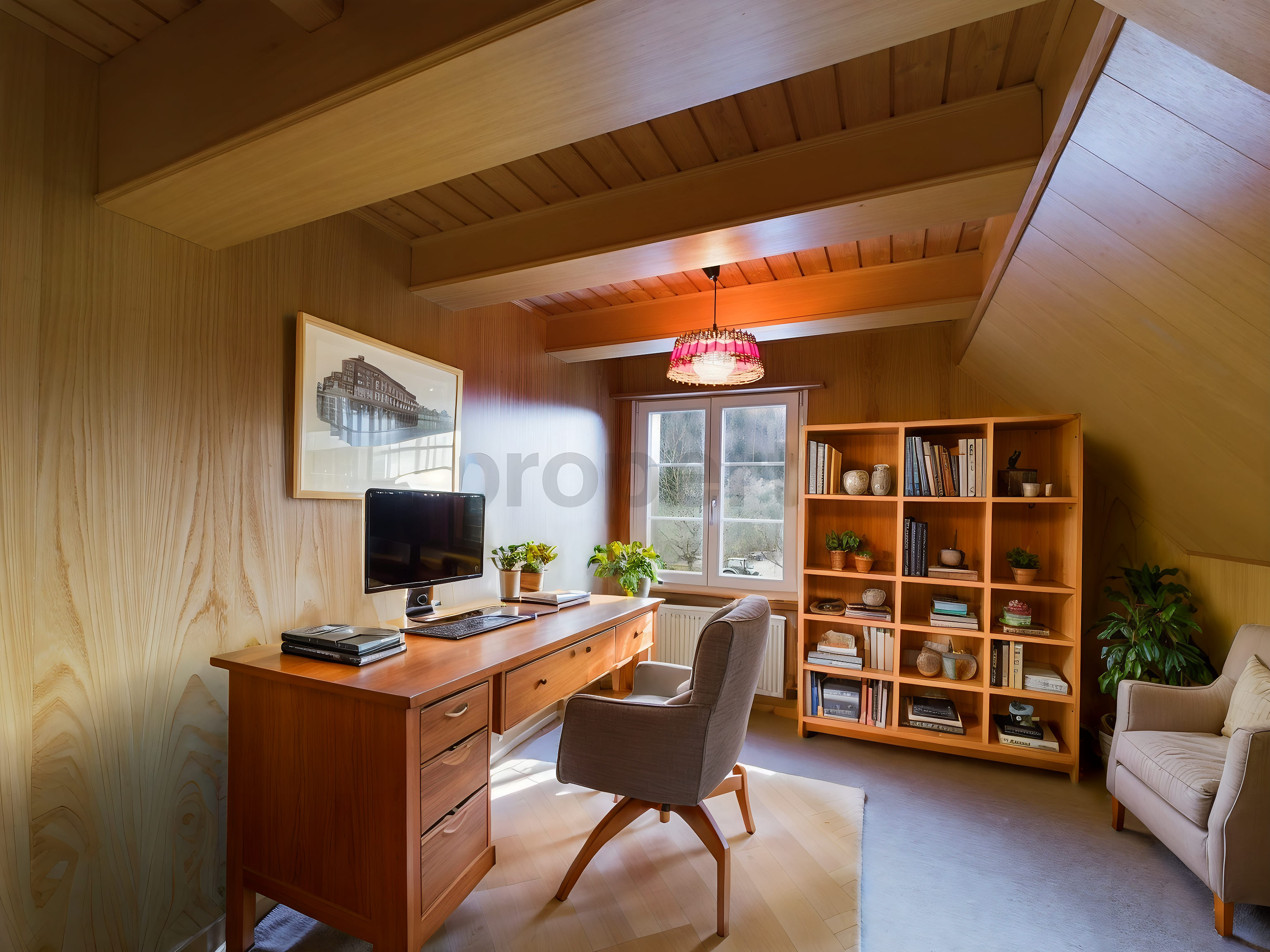 Gemütliches Arbeitszimmer im Dachgeschoss