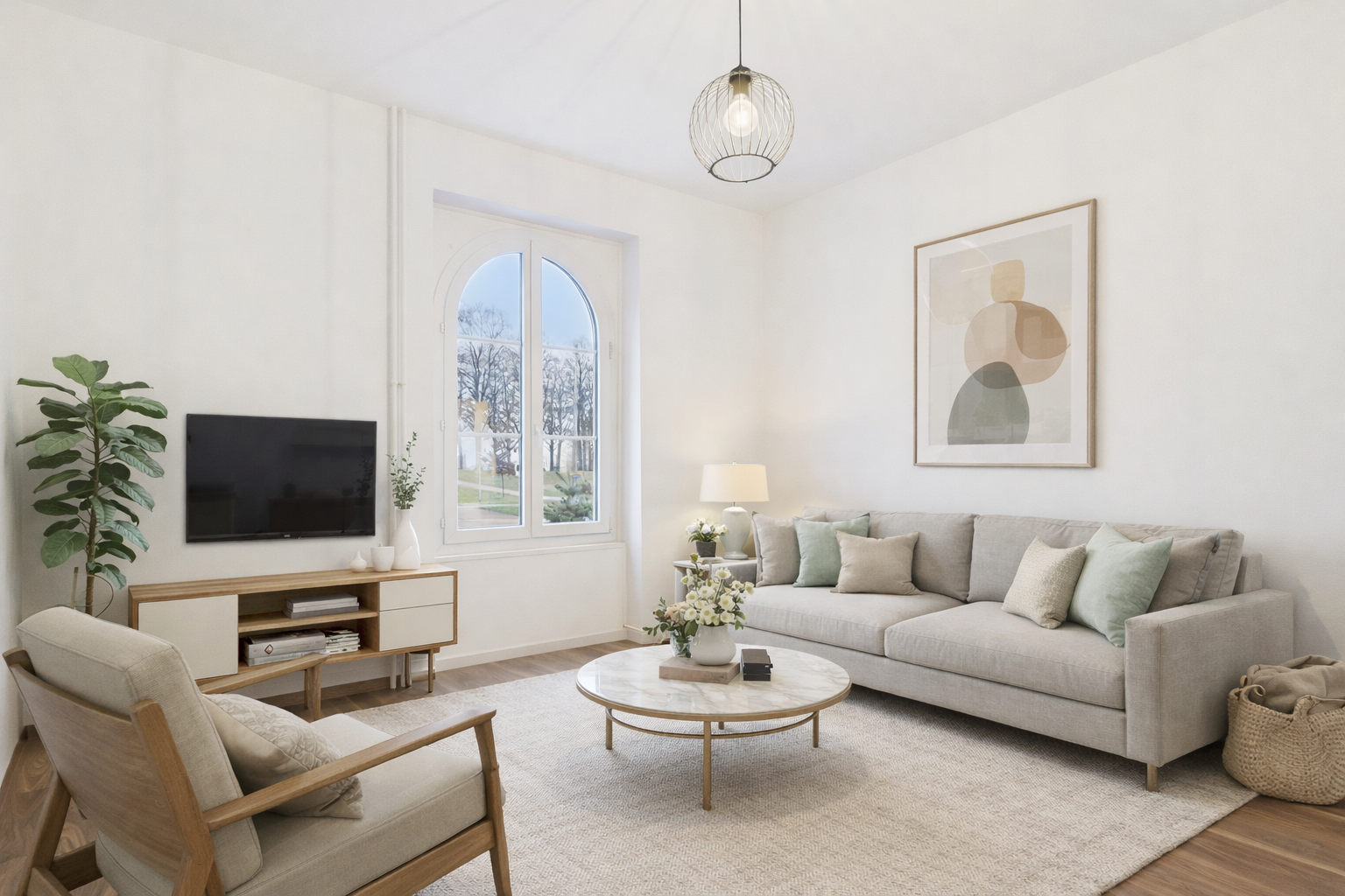 Helles, skandinavisch inspiriertes Wohnzimmer