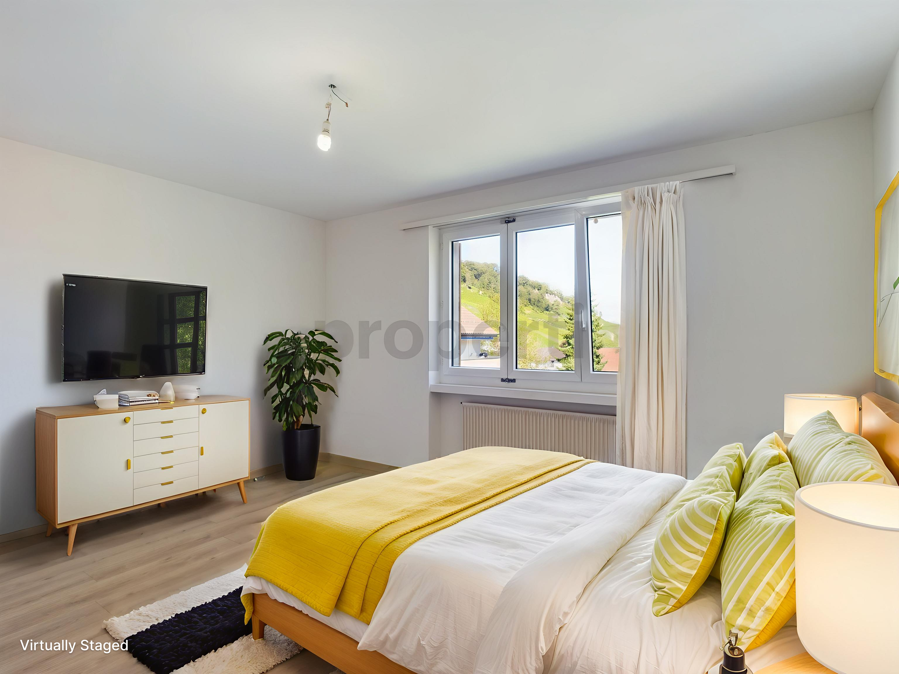 Modernes Schlafzimmer mit Tageslicht