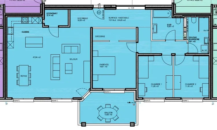 Wohnungsgrundriss mit Balkon