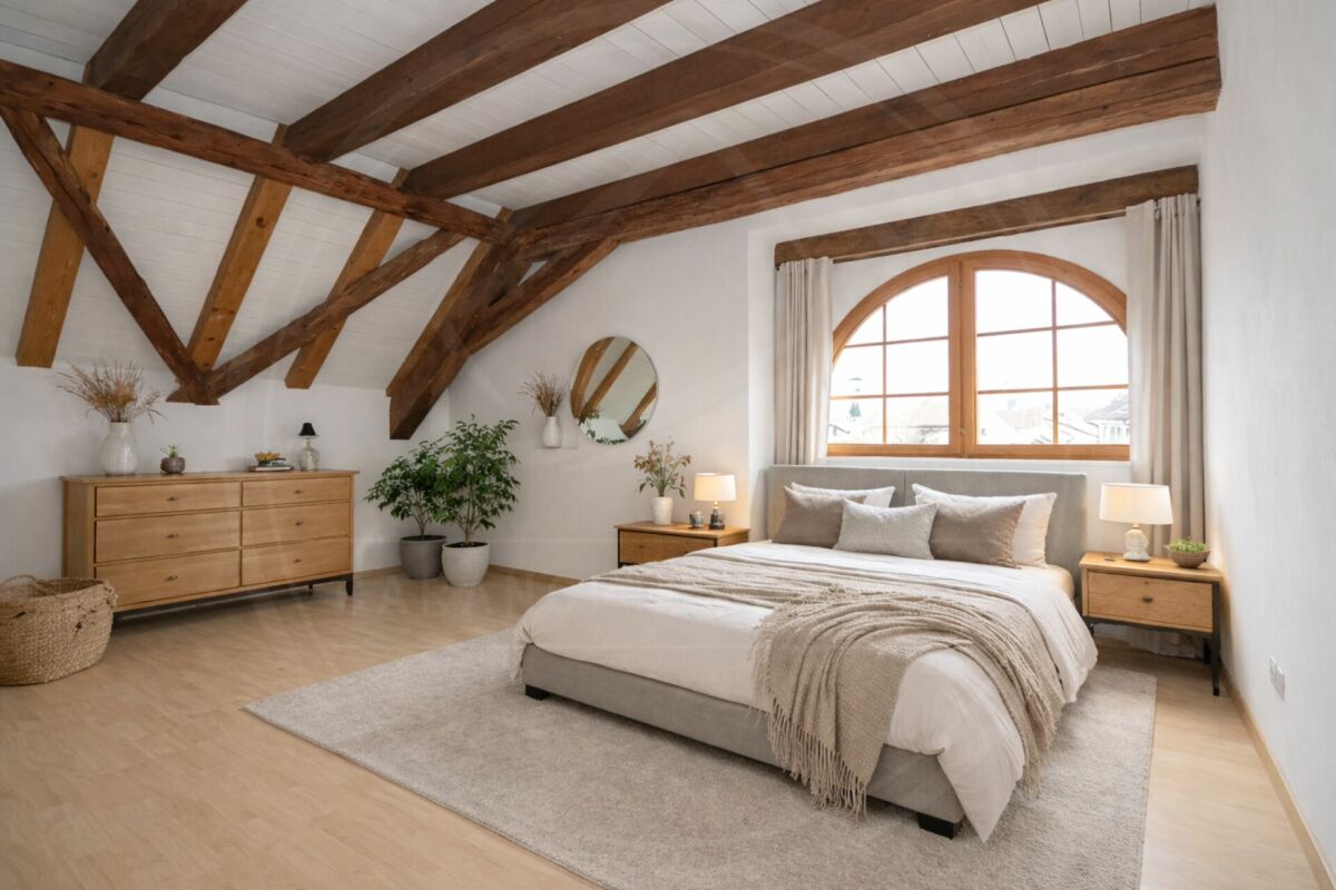 Gemütliches Schlafzimmer im Dachgeschoss