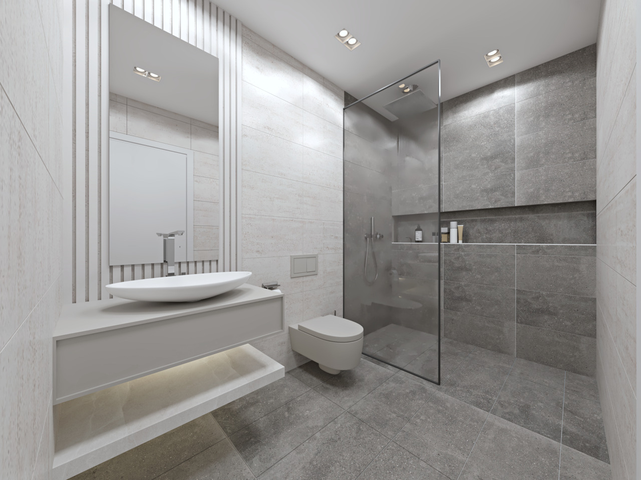 Modernes Badezimmer mit begehbarer Dusche