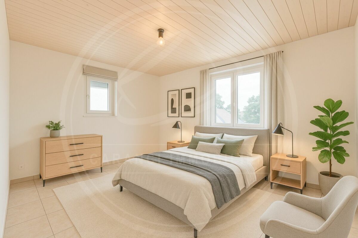 Helles Schlafzimmer mit minimalistischer Einrichtung