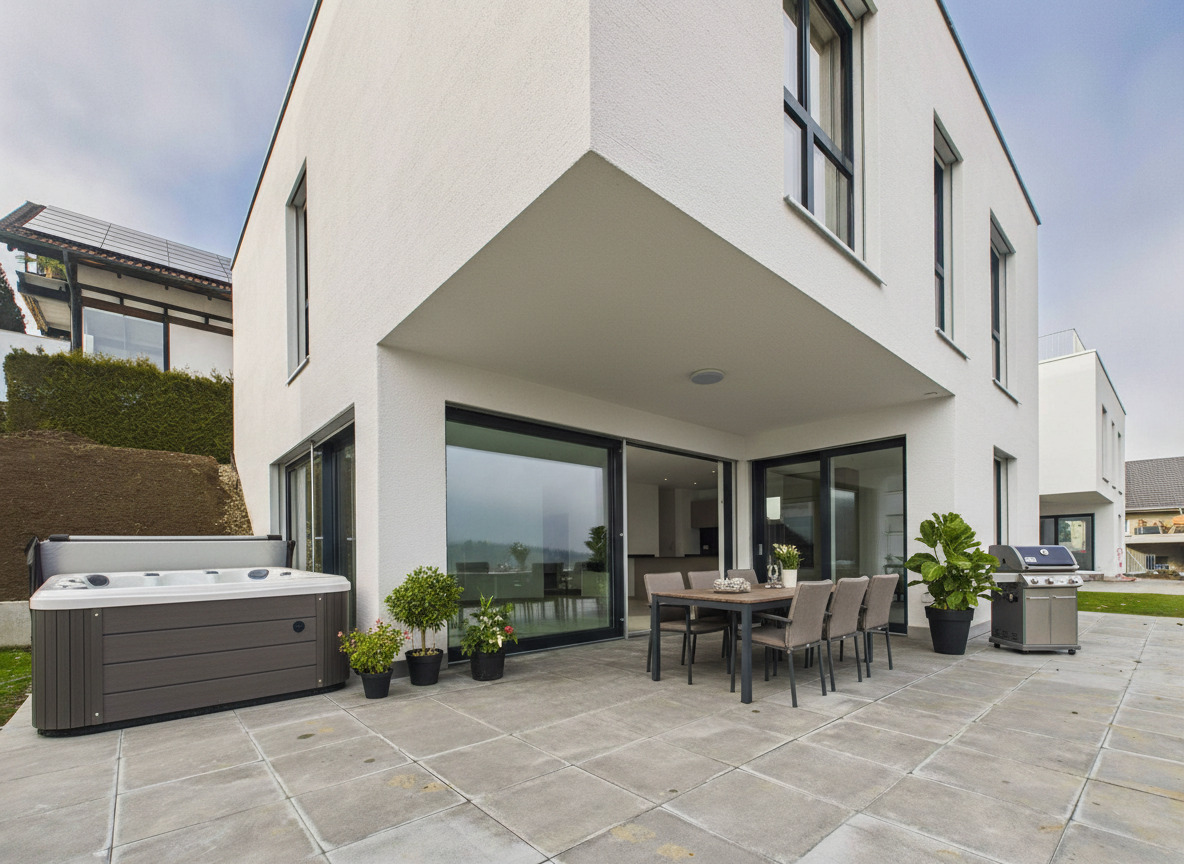 Moderne Außen-Terrasse mit Whirlpool