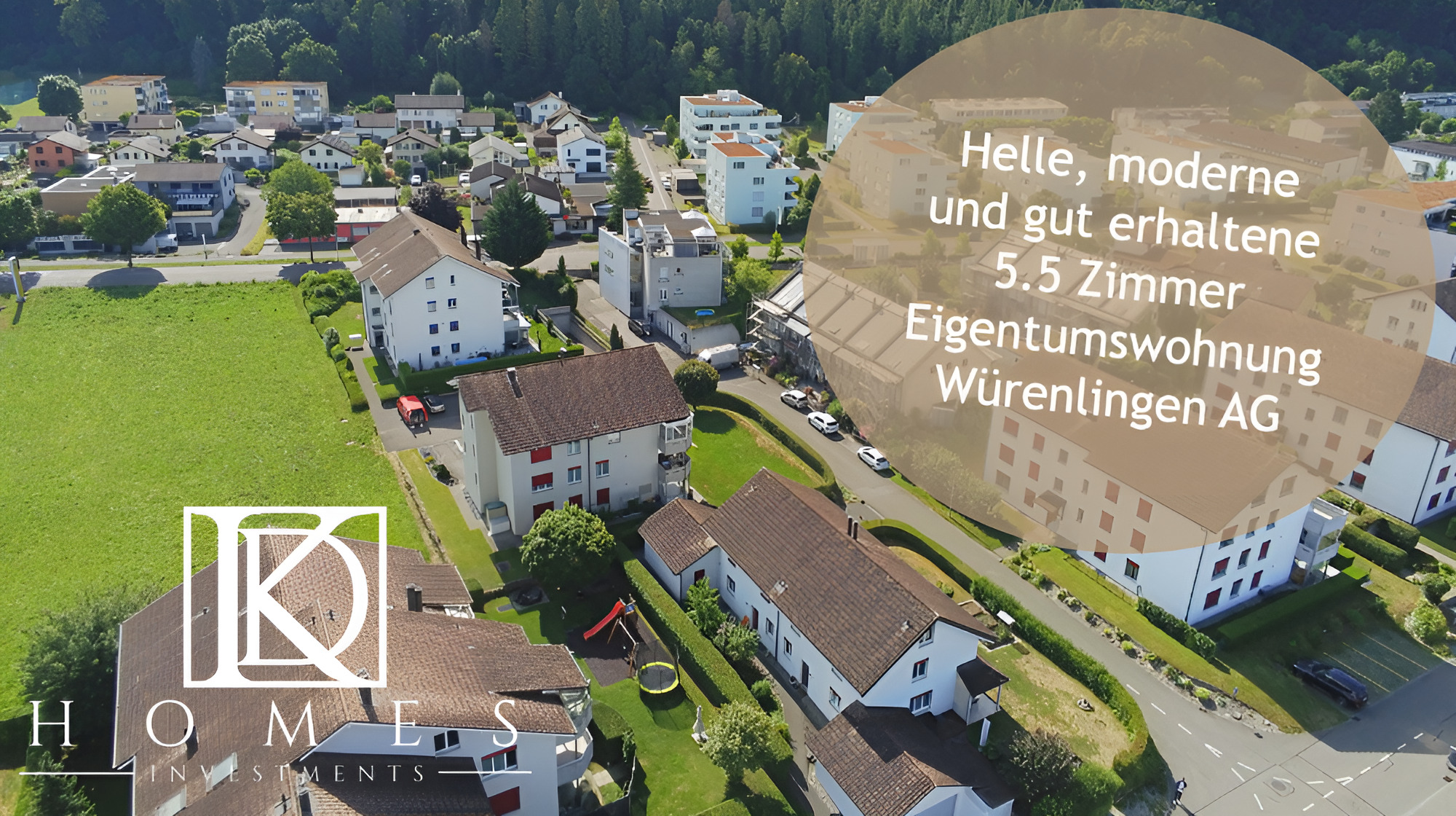 Luftaufnahme eines Wohnquartiers mit Eigentumswohnungen