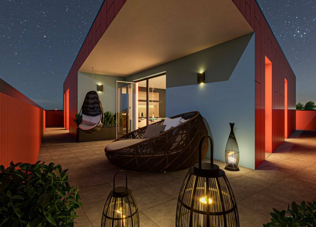 Dachterrasse bei Nacht