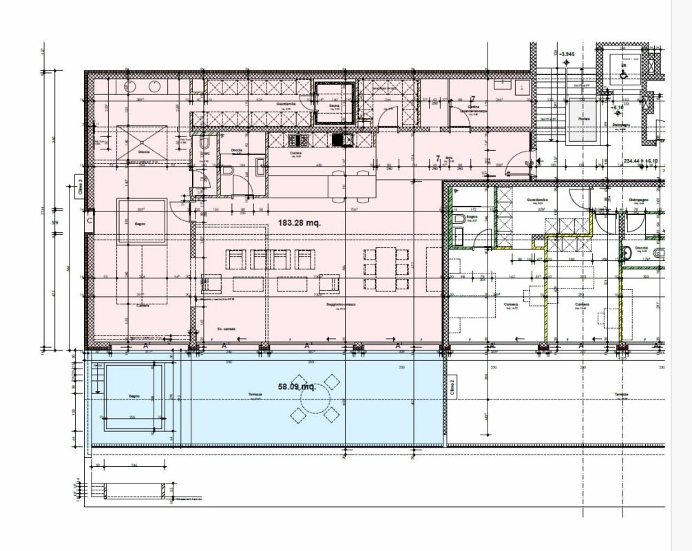 Grundriss mit Wohn-, Schlaf- und Außenbereichen