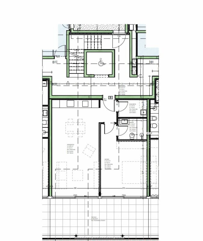 Grundriss mit mehreren Räumen und Terrasse