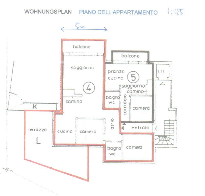 Wohnungsplan mit Balkonen und Terrasse