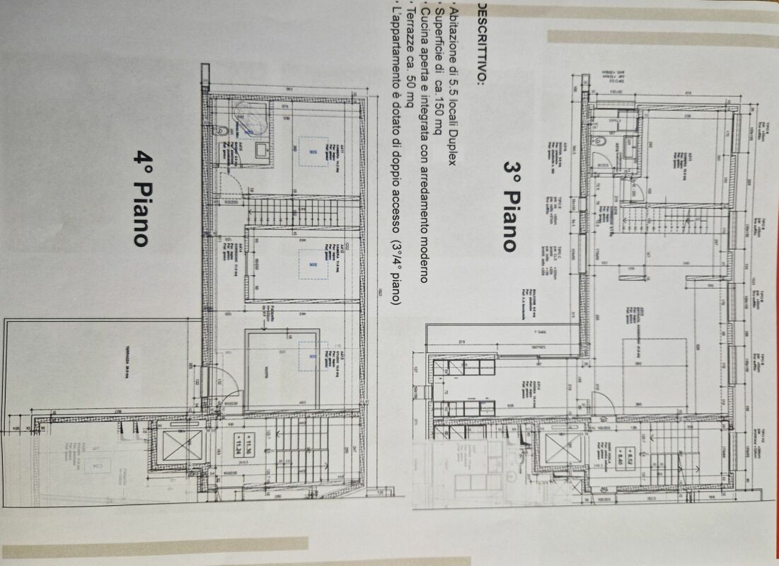 Grundriss mit 3. und 4. Piano