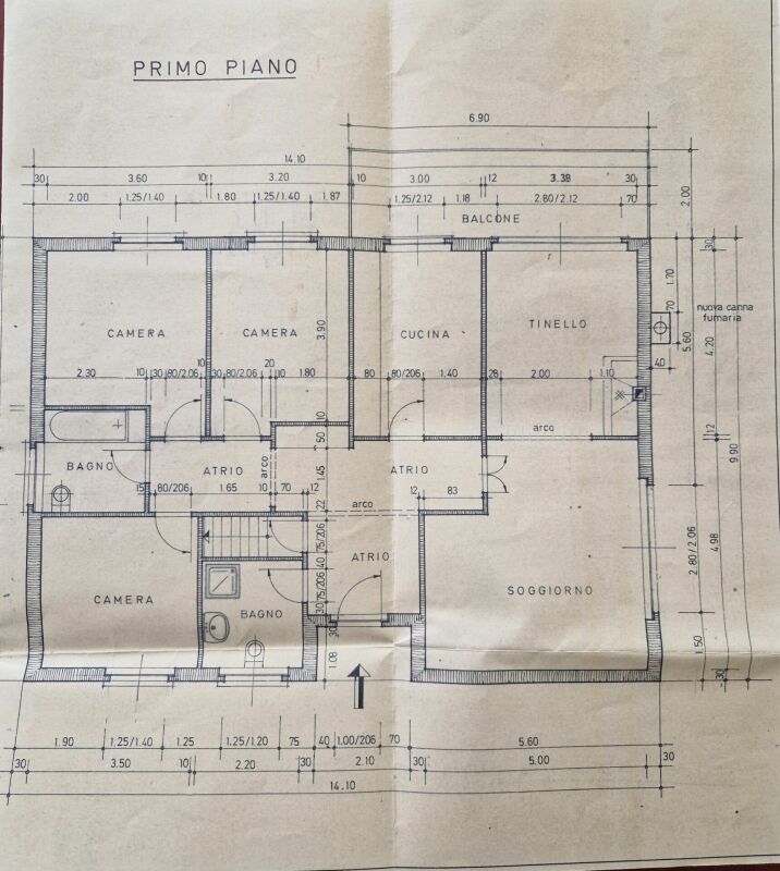Grundriss einer Wohnung im ersten Stock