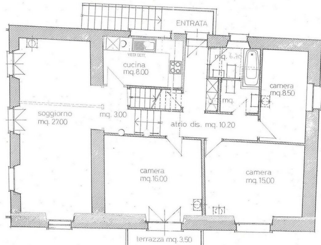 Grundriss einer Wohnung mit Terrasse