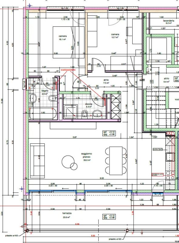 Grundriss einer Wohnung mit Terrasse