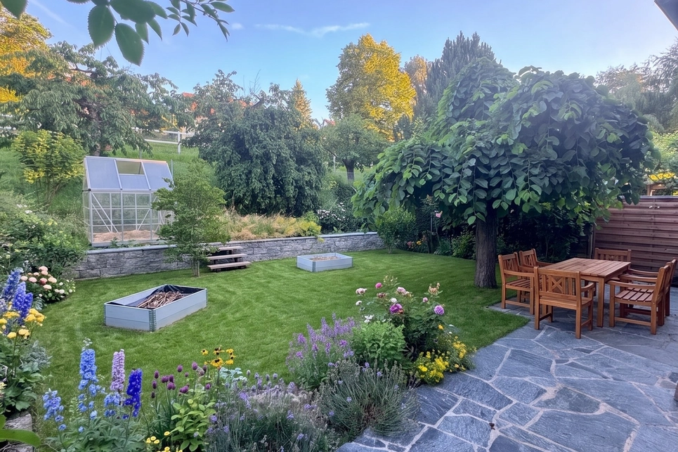 Gepflegter Garten mit Terrasse