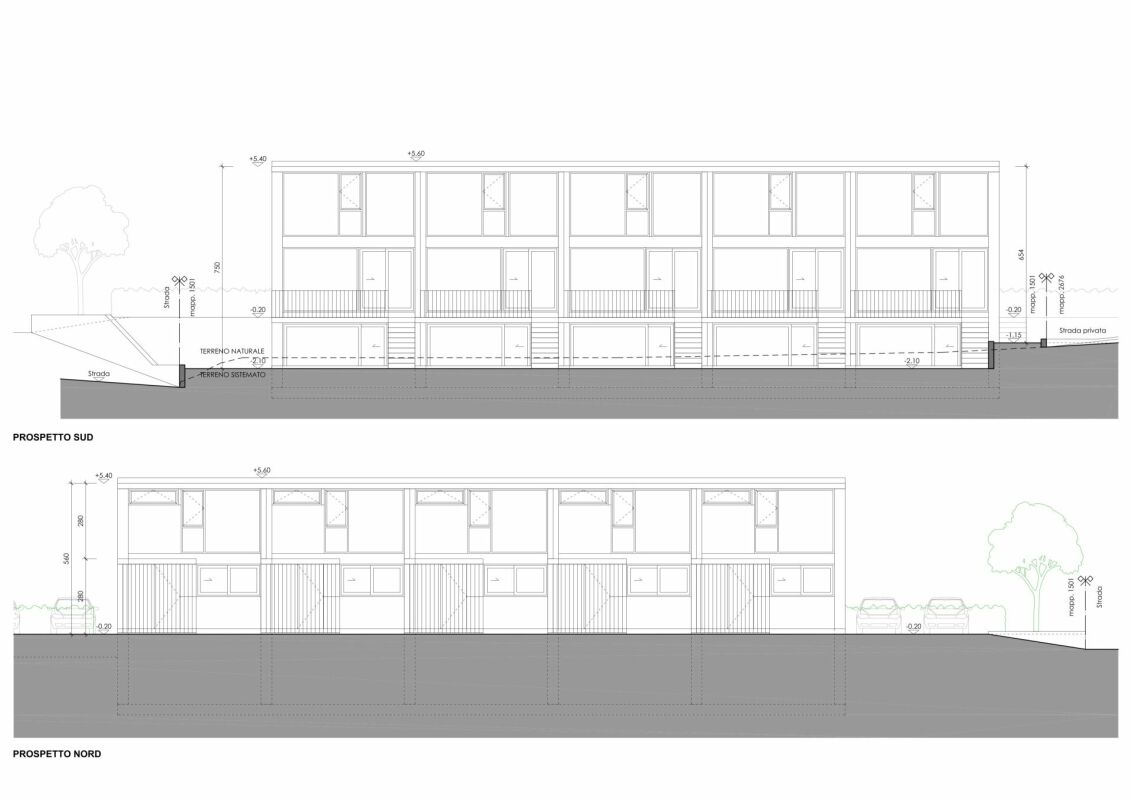 Architekturansicht eines Reihenhauses