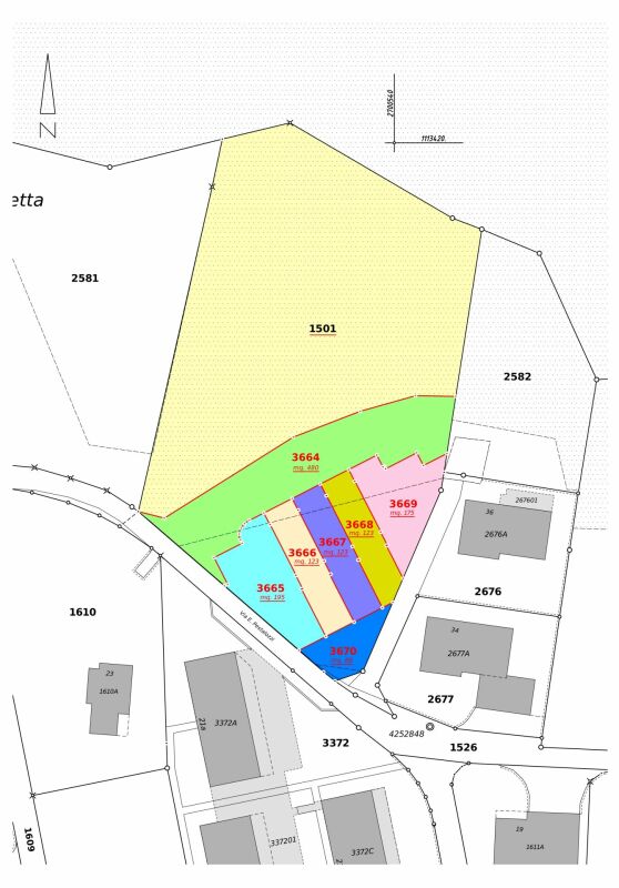Lageplan mit Flurstücksgrenzen und Teilflächen