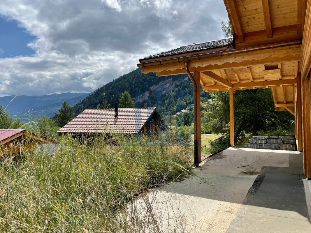 Bergterrasse mit Holzchalet