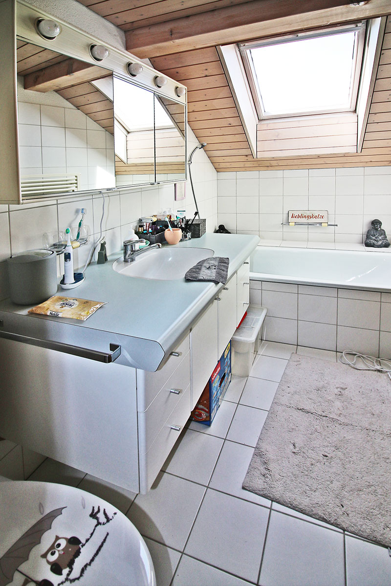 Badezimmer mit Dachfenster