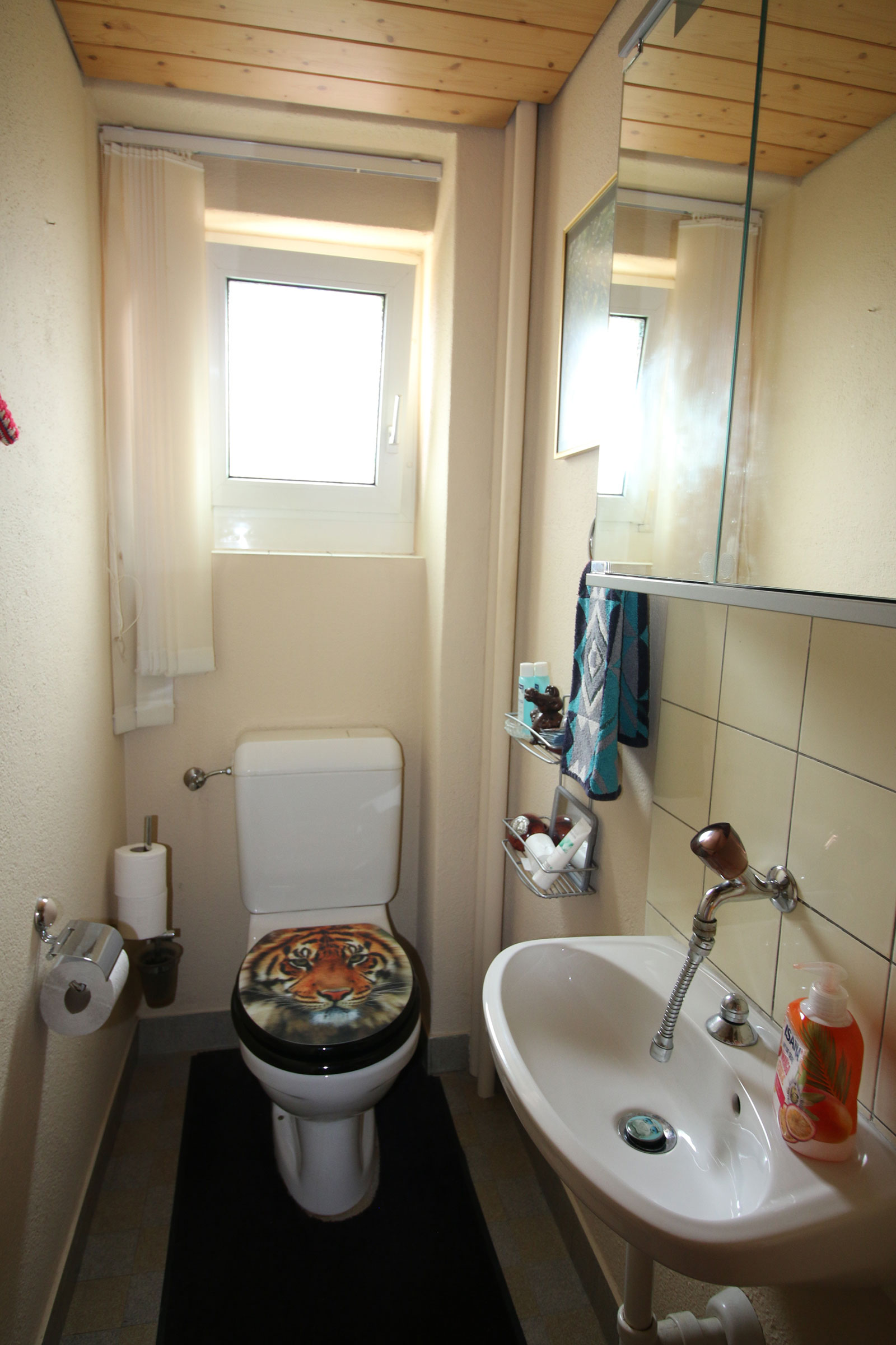 Kleines Badezimmer mit WC und Waschtisch