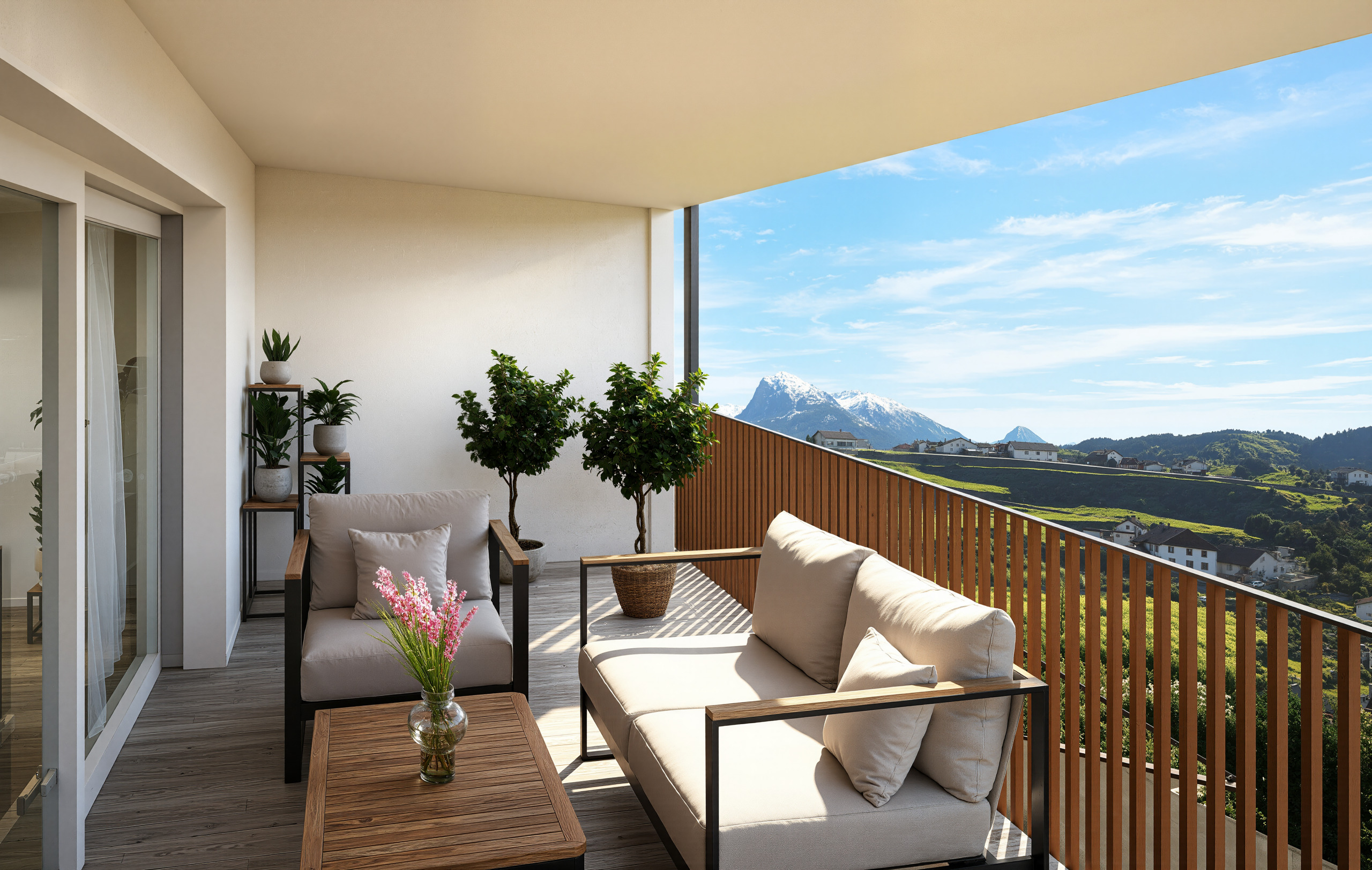 Balkon mit Bergblick