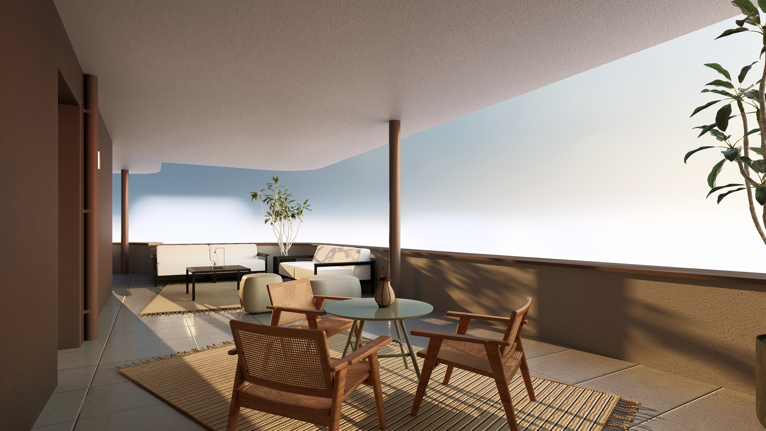 Terrasse mit Lounge- und Sitzbereich